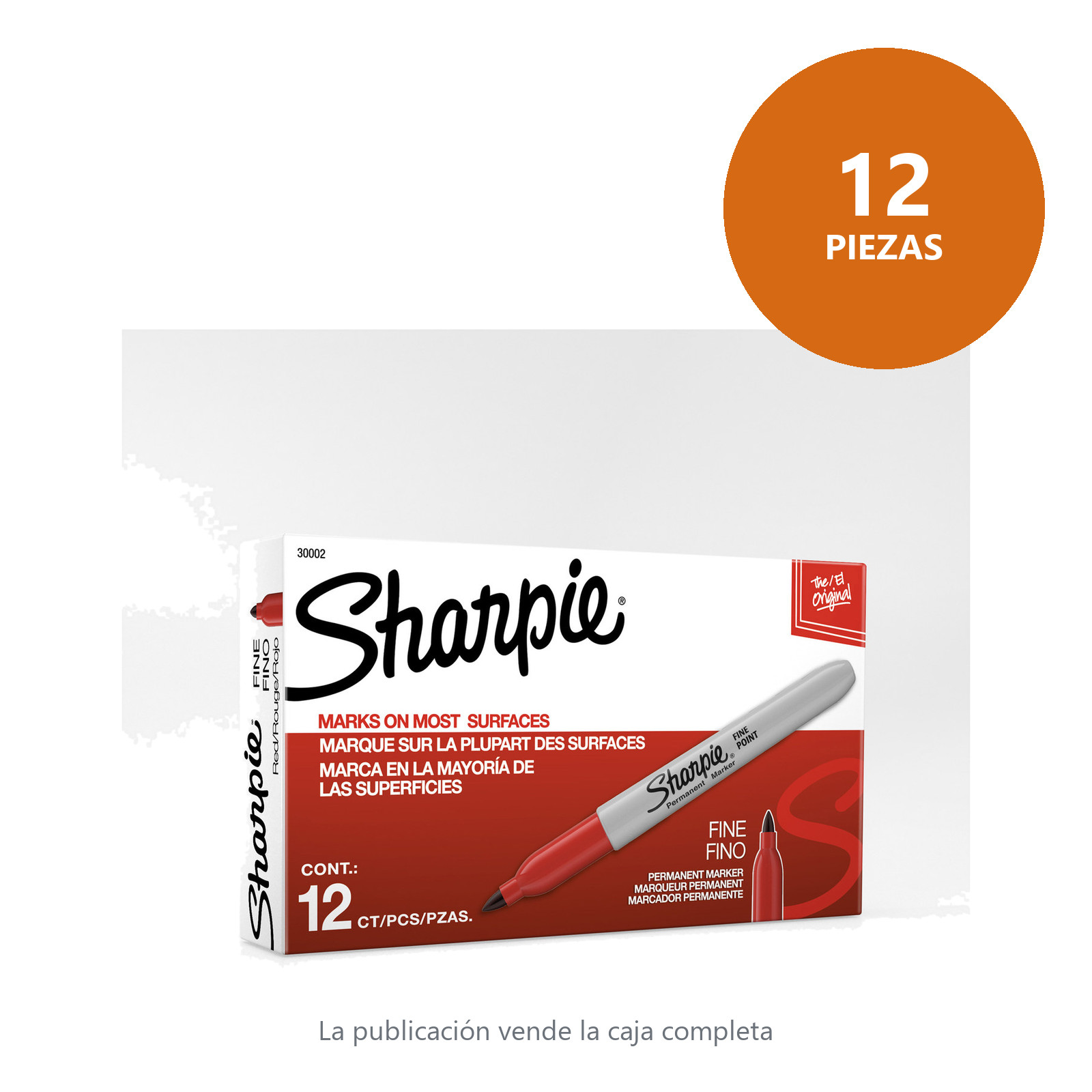 MARCADOR PERMANENTE SHARPIE PUNTA FINA ROJO (CAJA C/12 - PRECIO X PZA) - Imagen 2