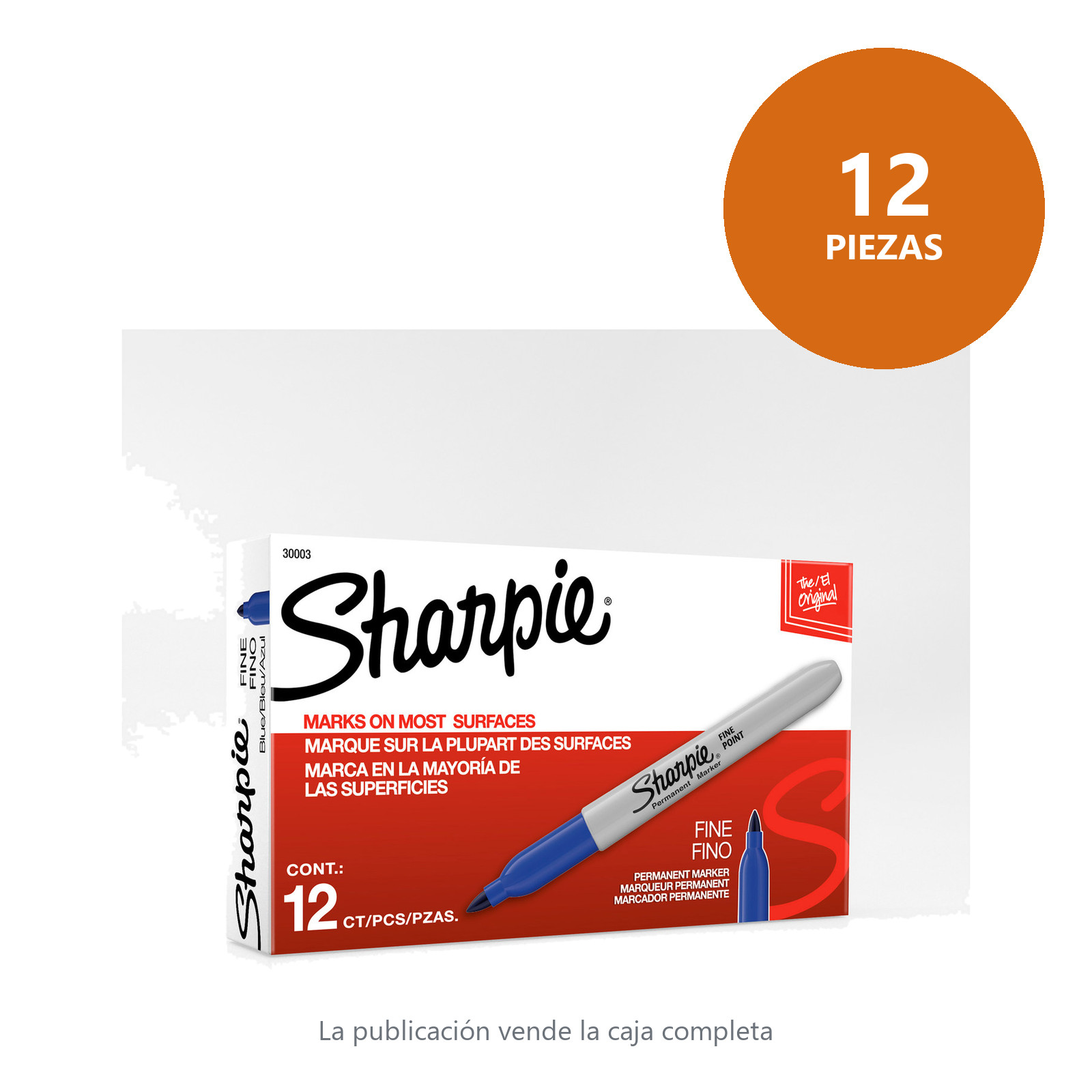 MARCADOR PERMANENTE SHARPIE PUNTA FINA AZUL (CAJA C/12 - PRECIO X PZA) - Imagen 2