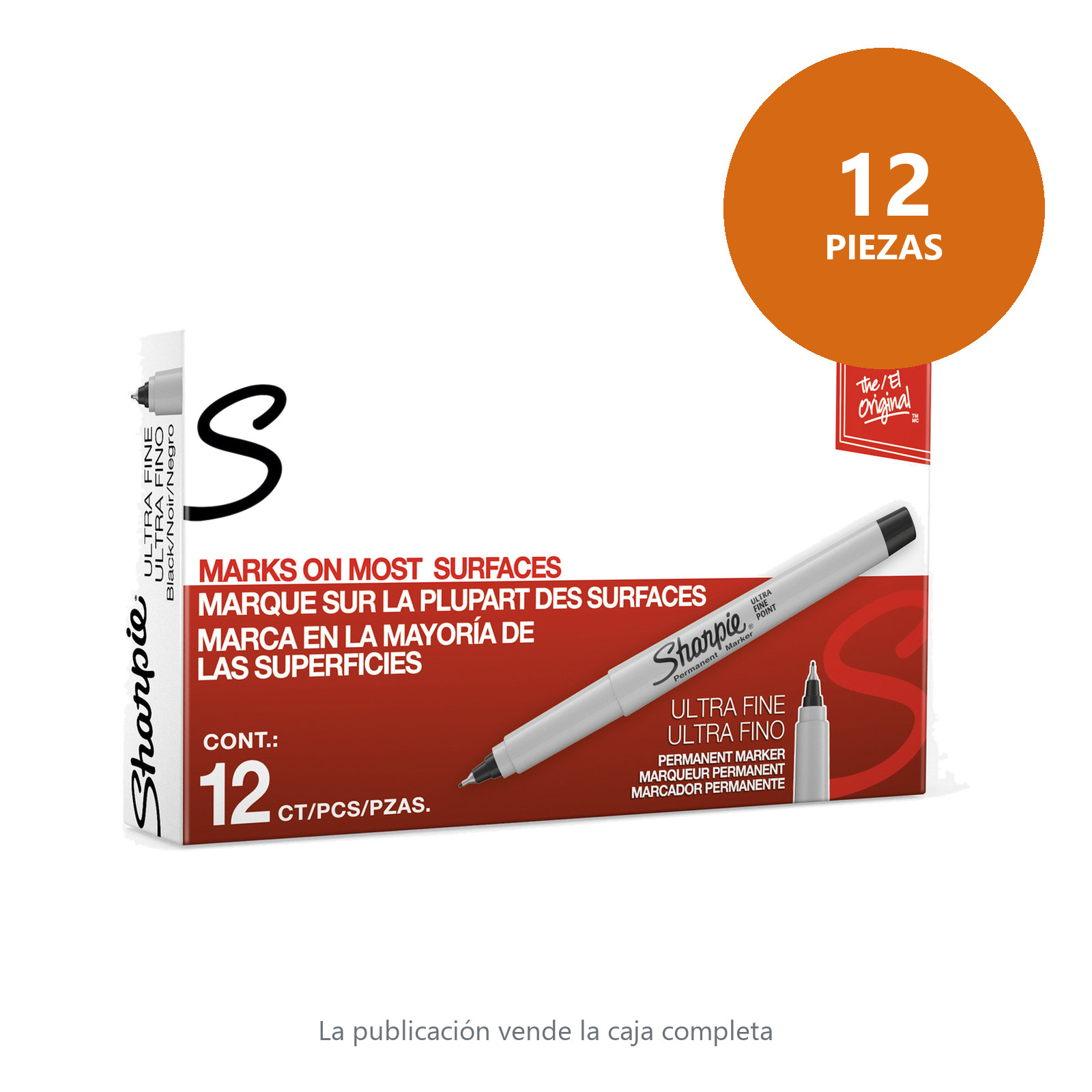 MARCADOR PERMANENTE SHARPIE PUNTA ULTRAFINA NEGRO (CAJA C/12 - PRECIO X PZA) - Imagen 2