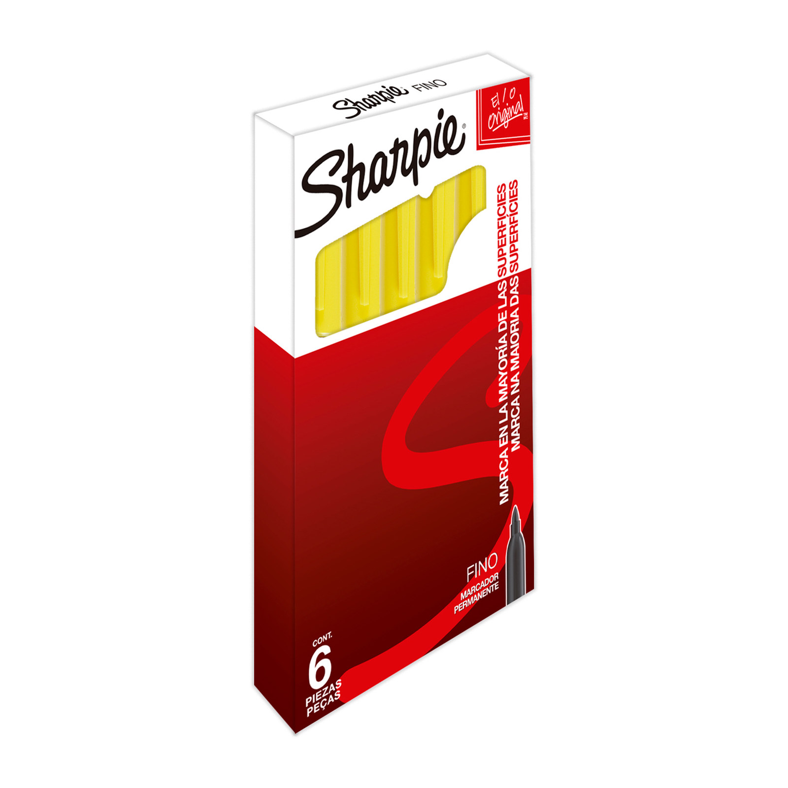 MARCADOR PERMANENTE SHARPIE PUNTA FINA AMARILLO (CAJA C/6 - PRECIO X PZA)