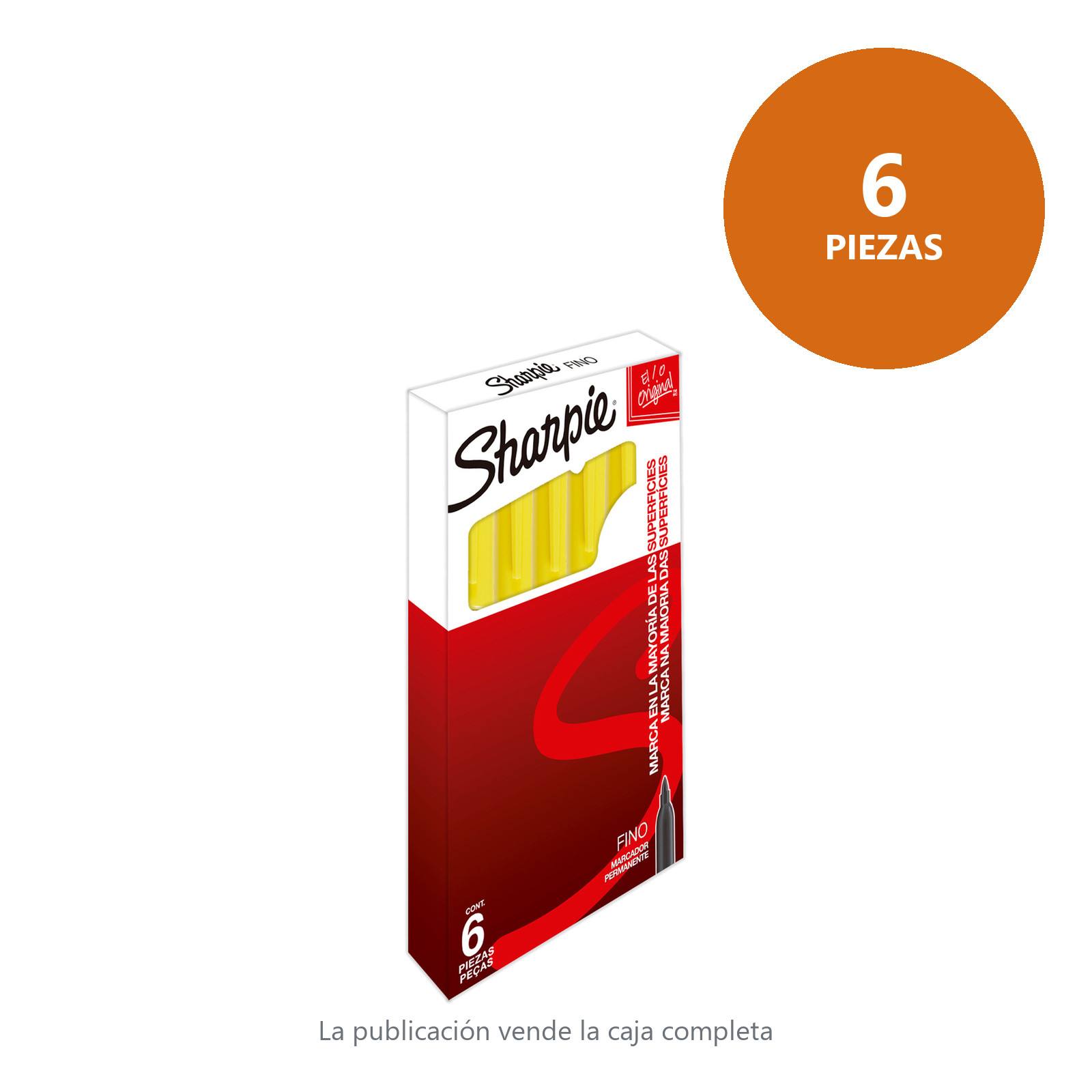 MARCADOR PERMANENTE SHARPIE PUNTA FINA AMARILLO (CAJA C/6 - PRECIO X PZA) - Imagen 2