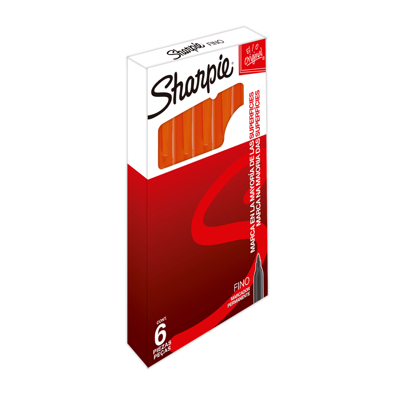 MARCADOR PERMANENTE SHARPIE PUNTA FINA NARANJA (CAJA C/6 - PRECIO X PZA)