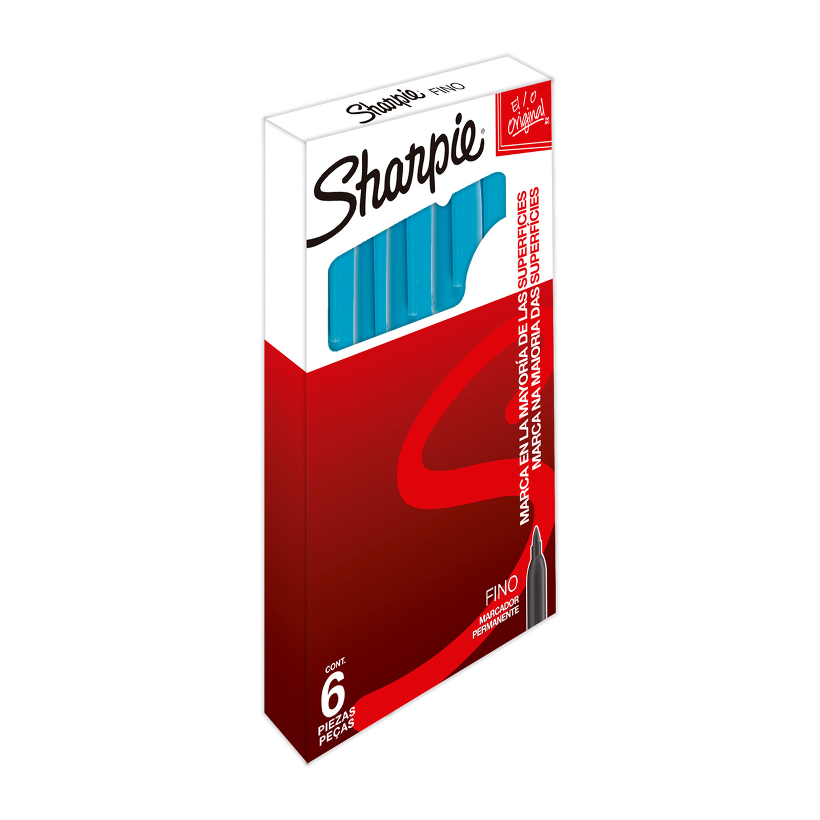MARCADOR PERMANENTE SHARPIE PUNTA FINA TURQUESA (CAJA C/6 - PRECIO X PZA)