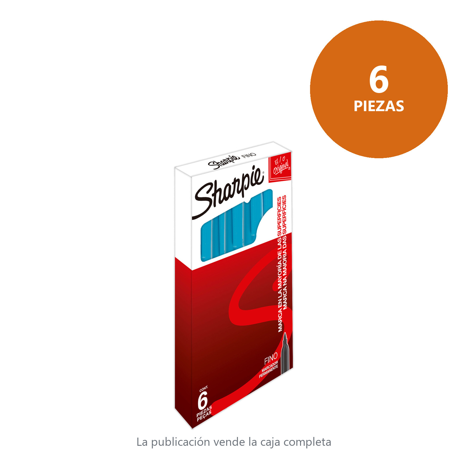 MARCADOR PERMANENTE SHARPIE PUNTA FINA TURQUESA (CAJA C/6 - PRECIO X PZA) - Imagen 2