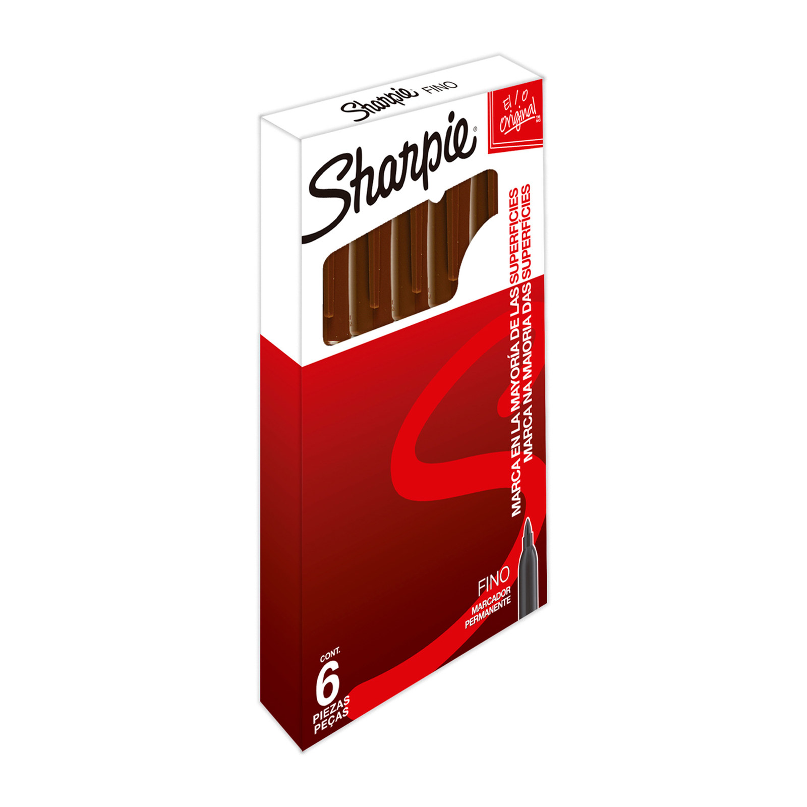 MARCADOR PERMANENTE SHARPIE PUNTA FINA CAFE (CAJA C/6 - PRECIO X PZA)