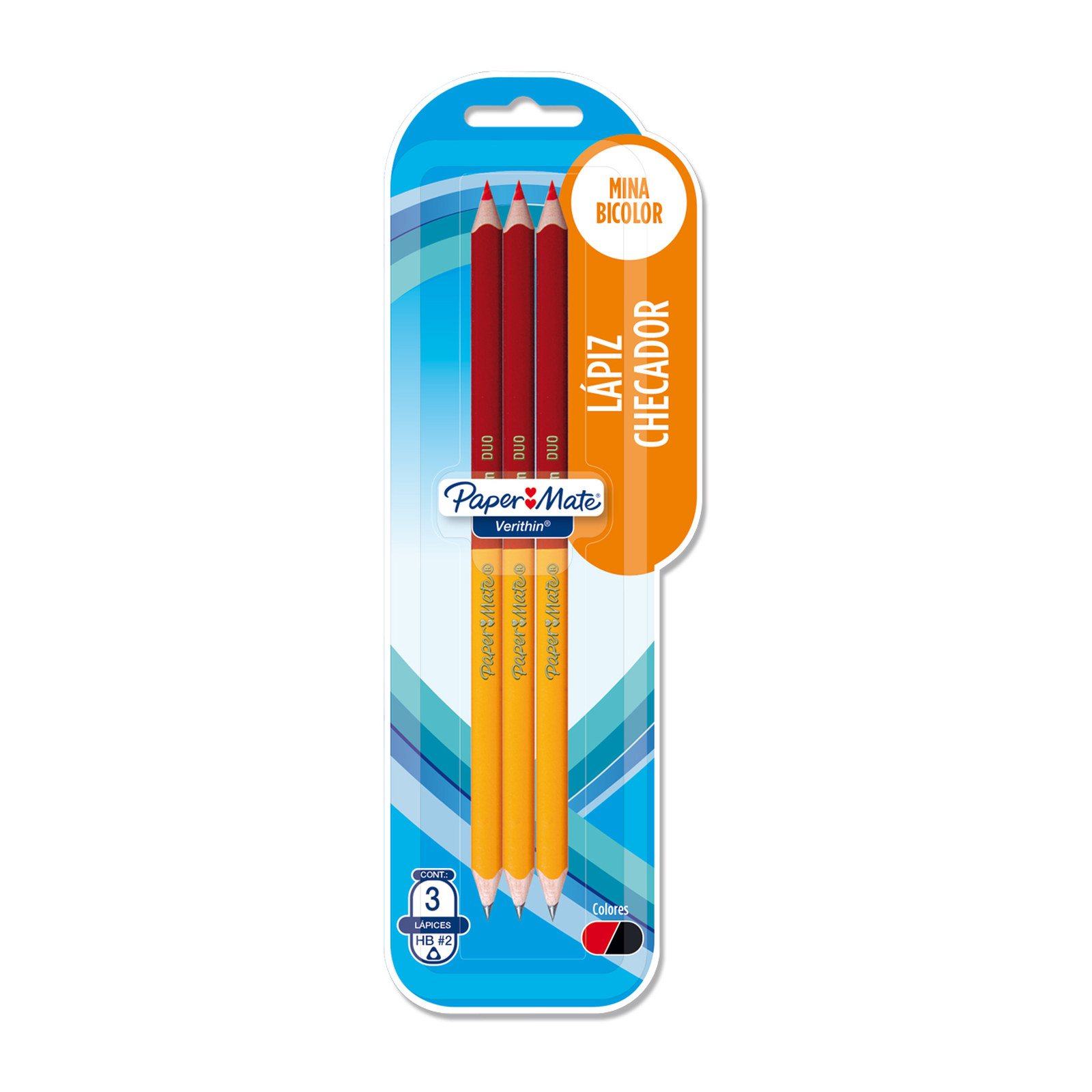 LAPIZ BICOLOR PAPER MATE VERITHIN GRAFITO/ROJO (BLISTER C/3 PZS - PRECIO X BLISTER)