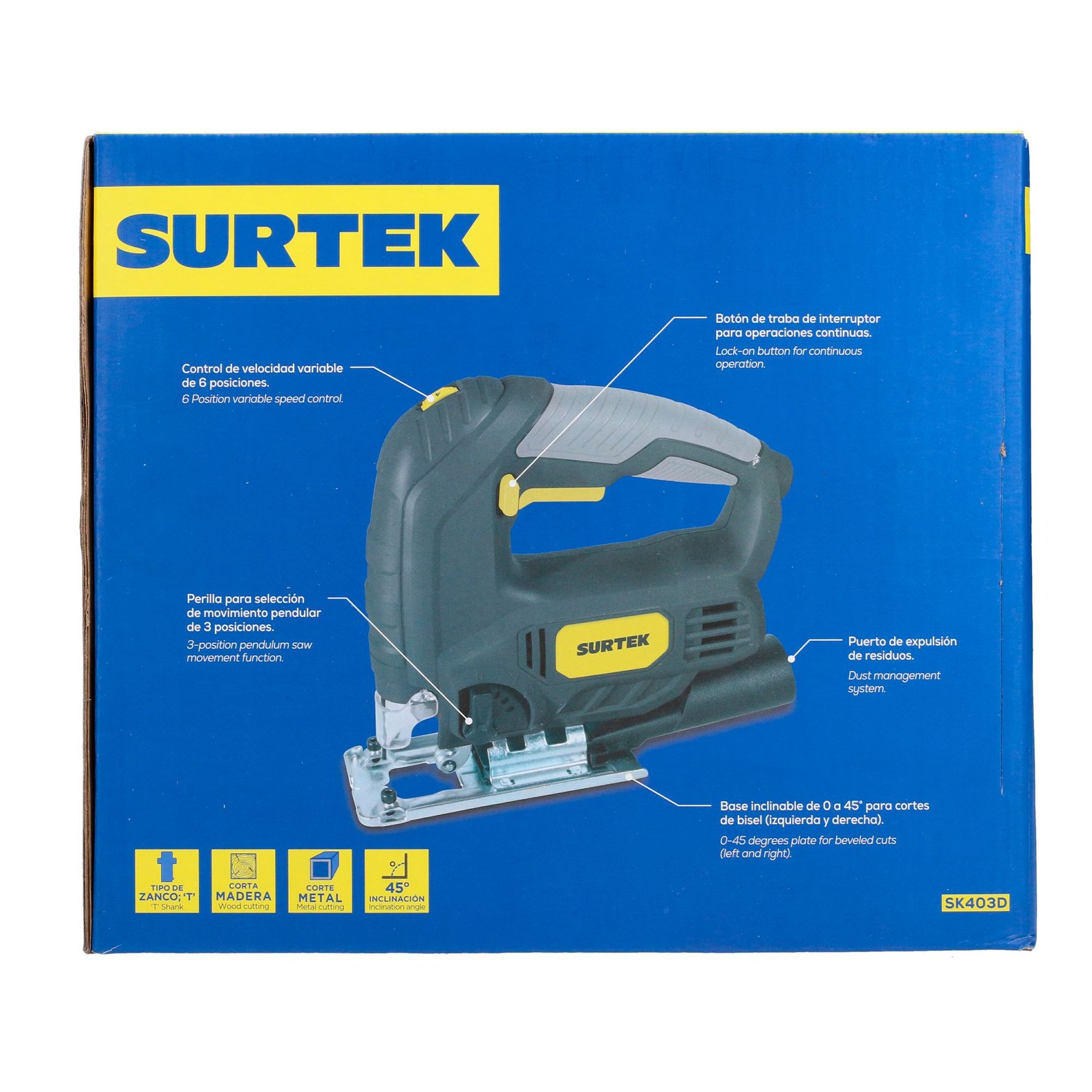 Sierra caladora 30 mm 600 W 120 V, 800 - 3,000 RPM Surtek - Imagen 4