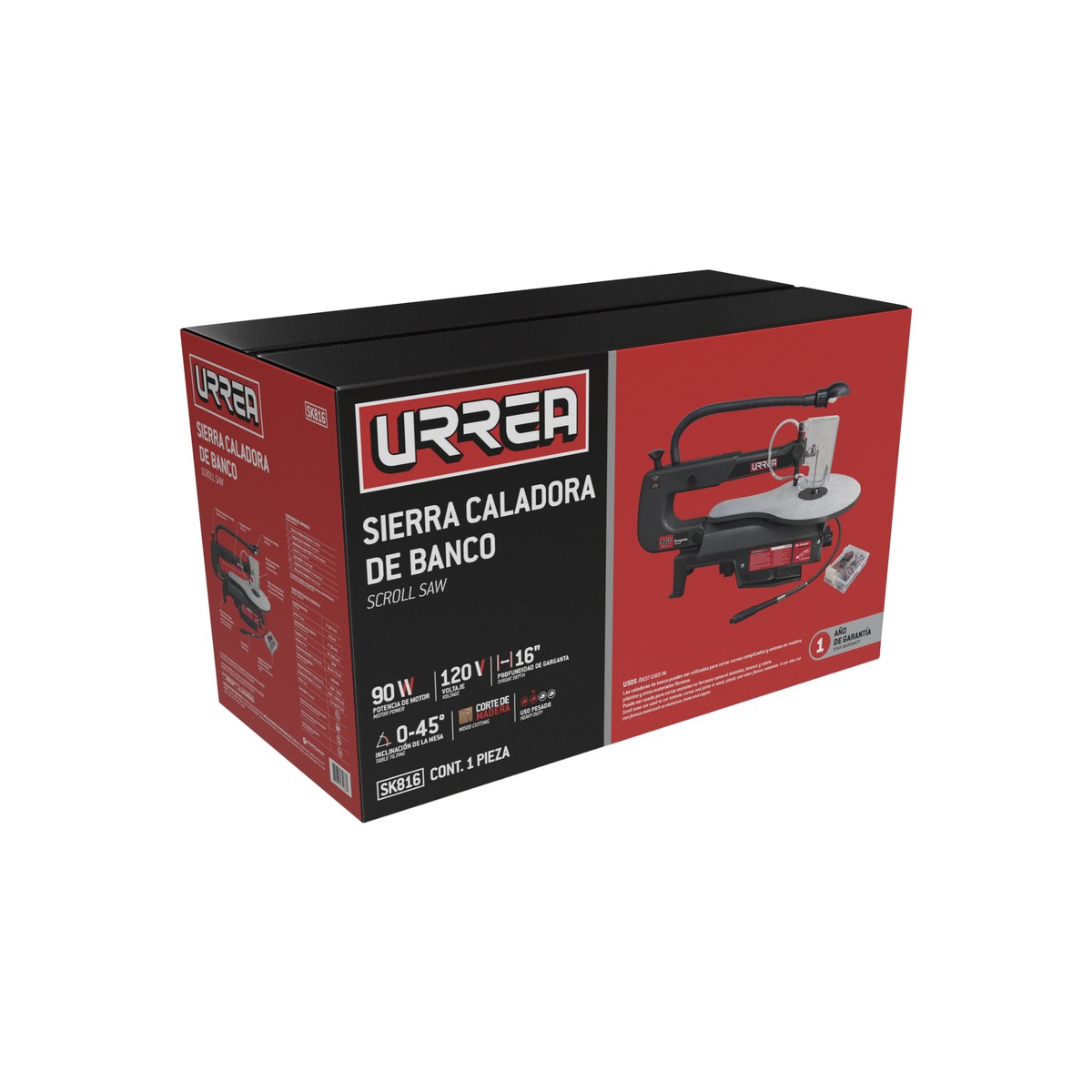 Sierra caladora de banco 16" 90 W 120 V, 1600 RPM Urrea - Imagen 2