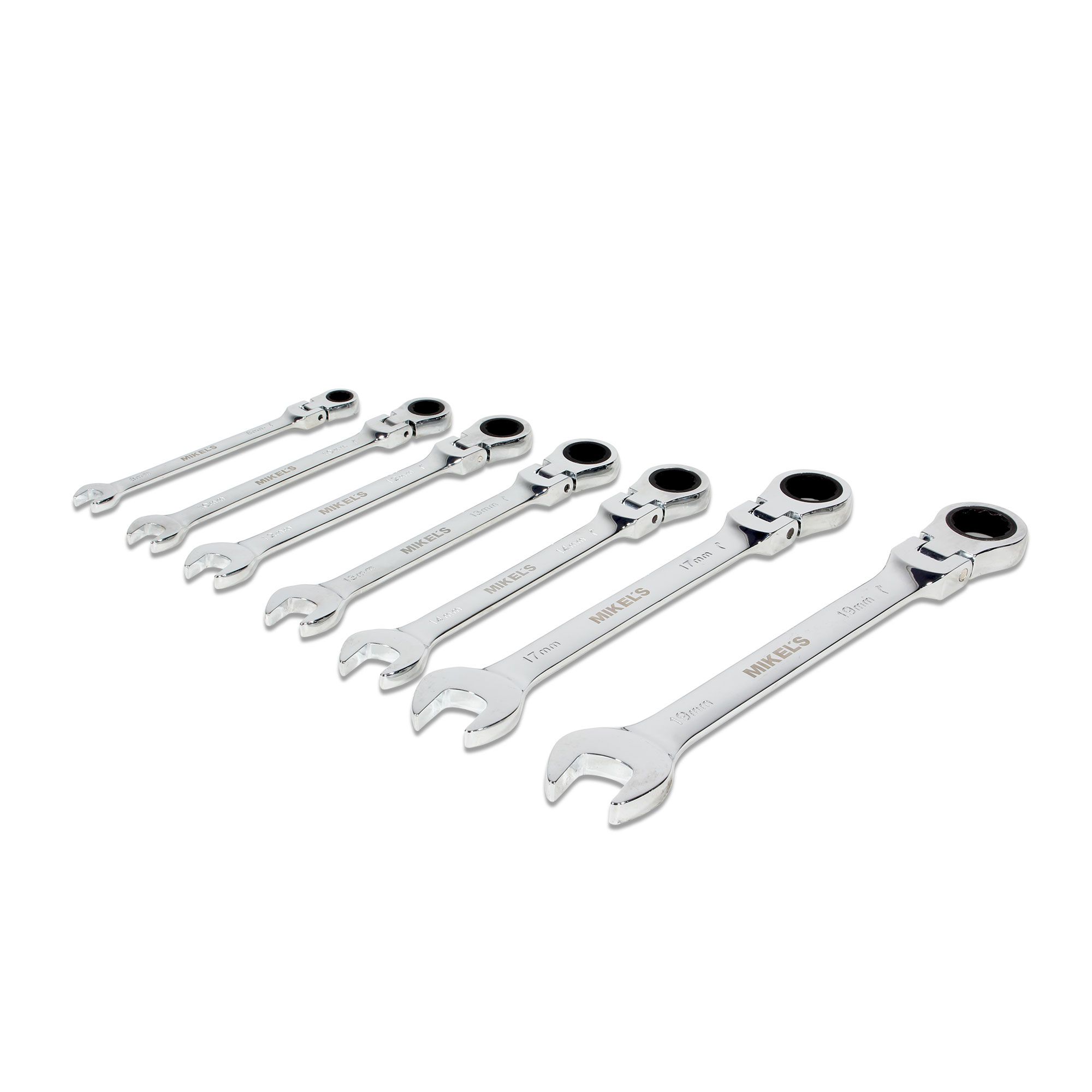 MIKELS SLCMF-7 Llaves combinadas con matraca cabeza flexible (set 7 pzas)