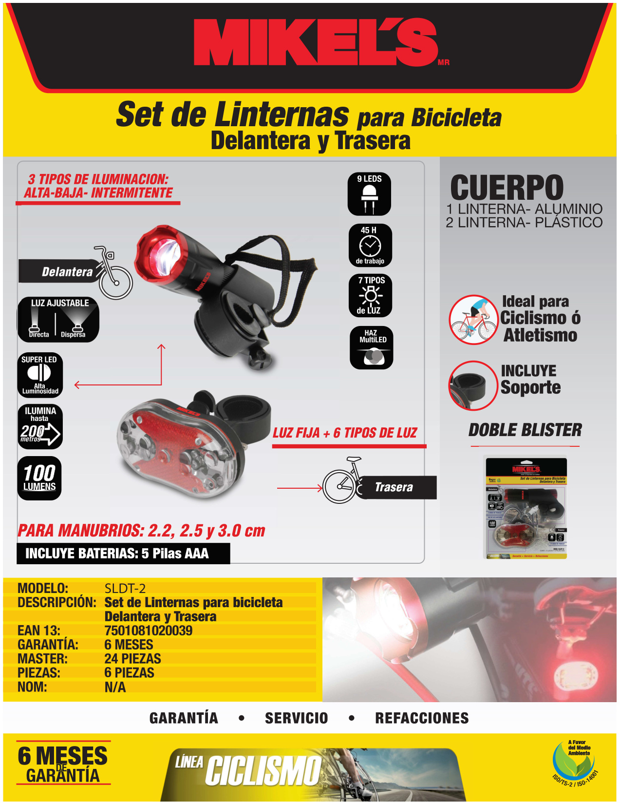 MIKELS SLDT-2 Linternas JUEGO (delantera y trasera) - Imagen 4