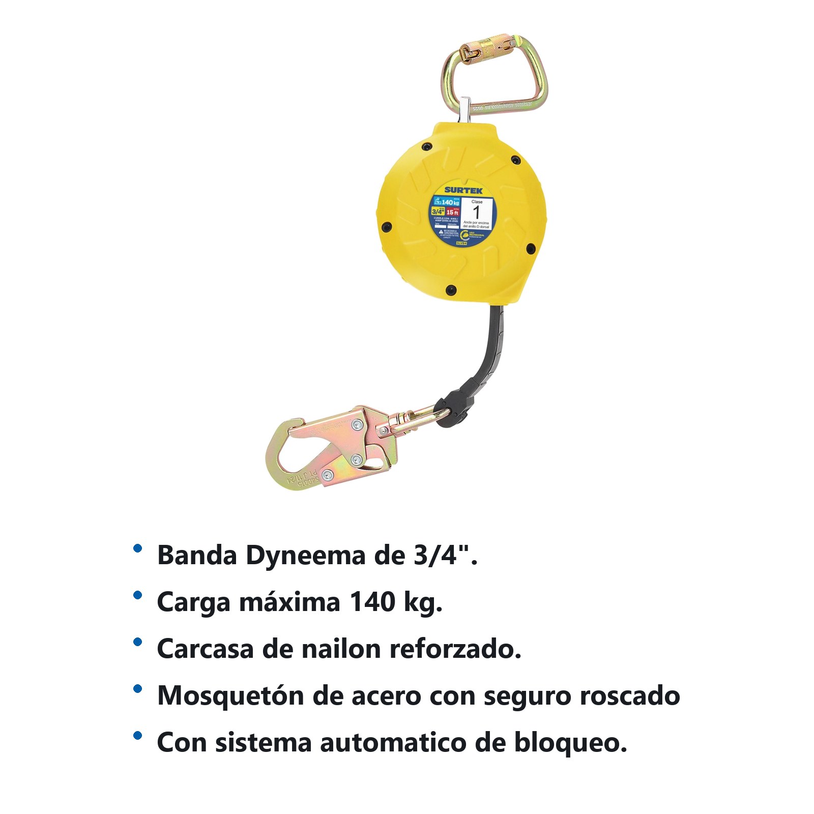 Línea de vida auto retráctil, de banda 15 Ft (4.57 m) Surtek - Imagen 2