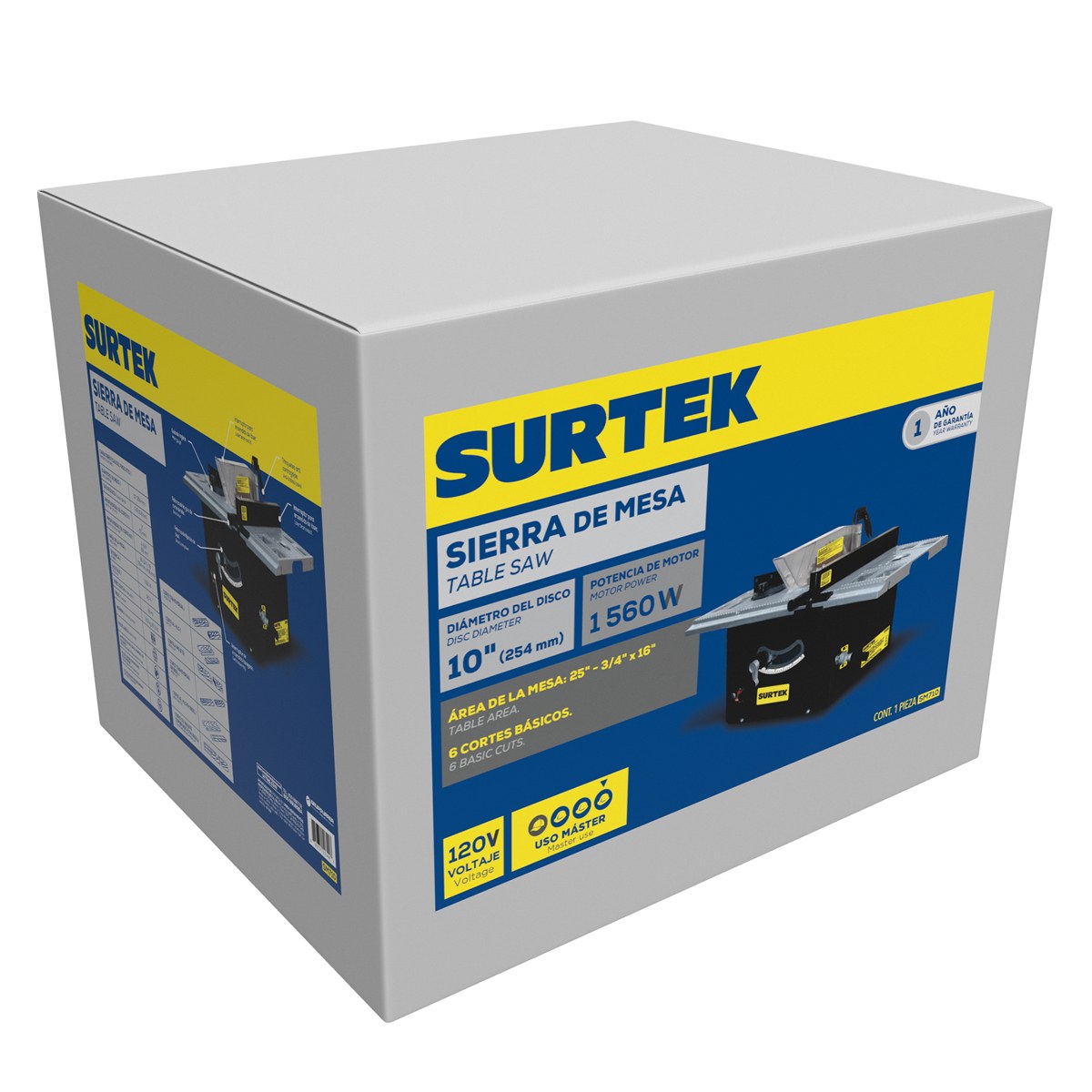 Sierra de mesa 10" 1560 W 120 V, 4800 RPM Surtek - Imagen 2