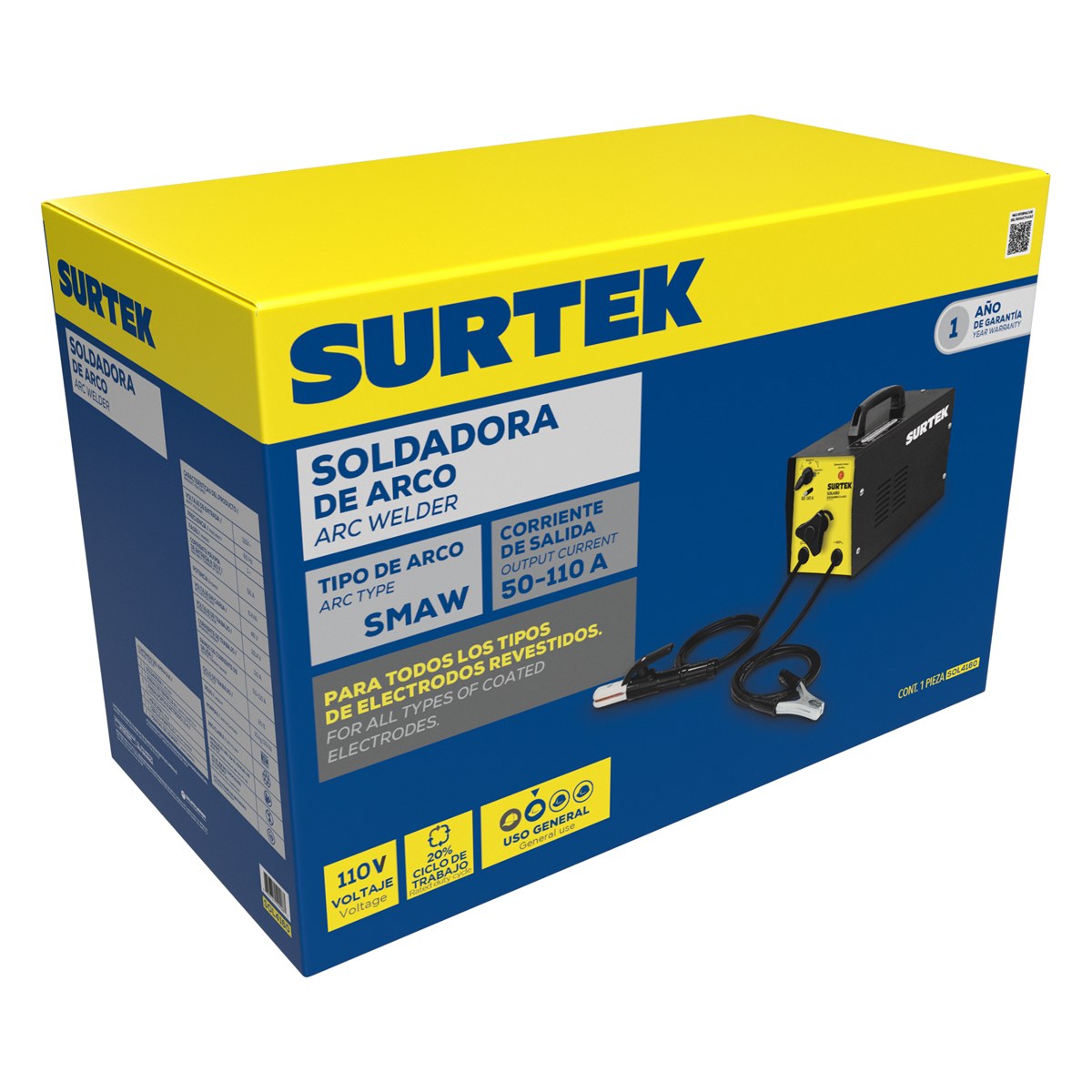 Soldadora de transformador por arco para electrodos 110 V, 50 - 130 A Surtek - Imagen 2