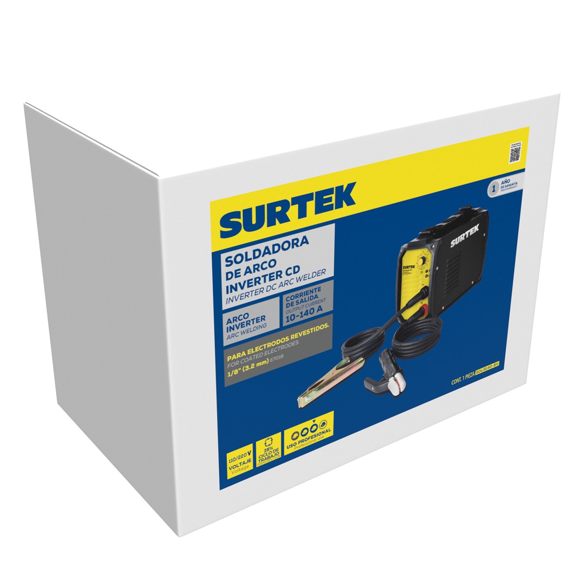 Soldadora inverter para electrodos de 1 fase bi voltaje 110 - 220 V, 140 A Surtek - Imagen 2
