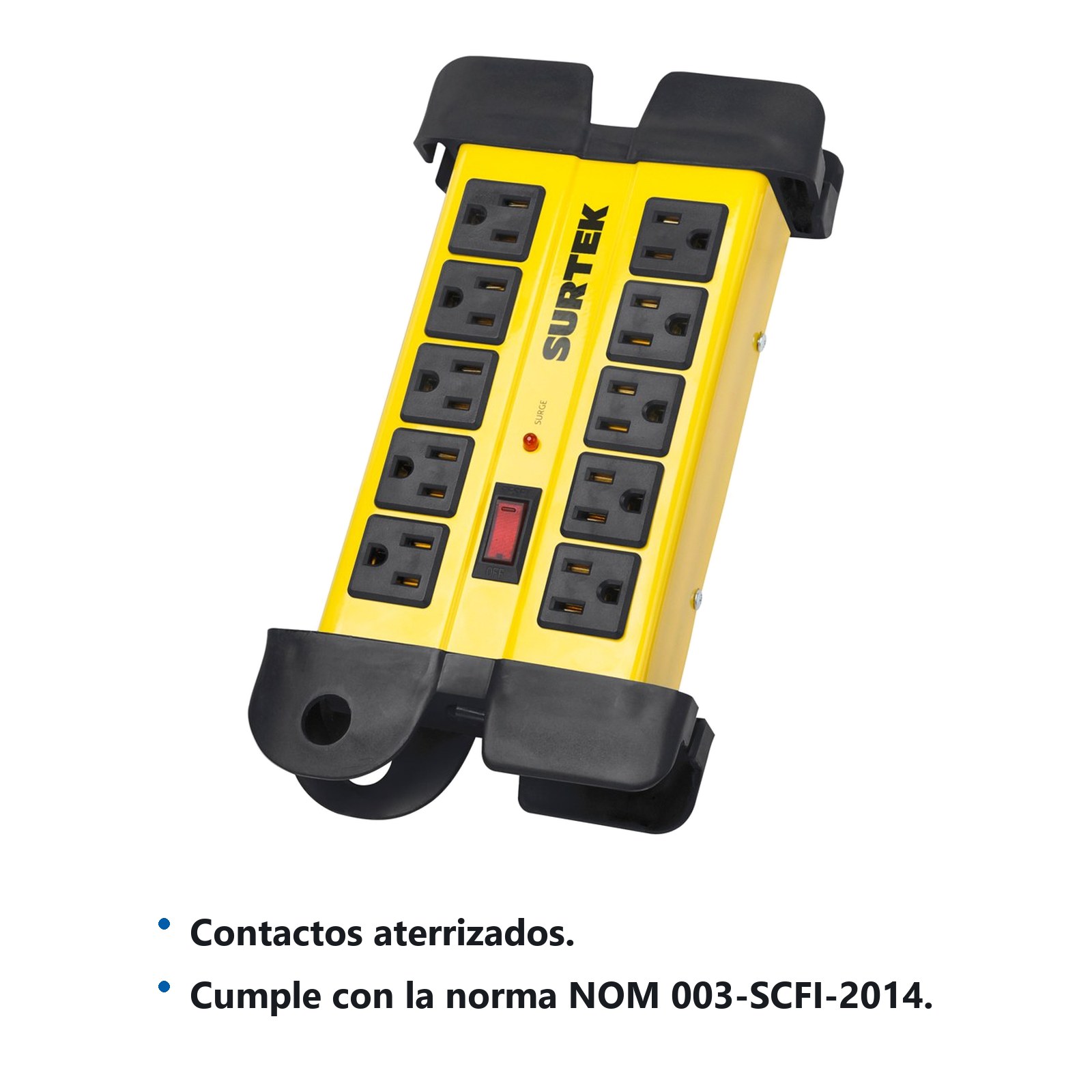 Supresor de picos 10 entradas cable 1200 J, 90 cm Surtek - Imagen 2