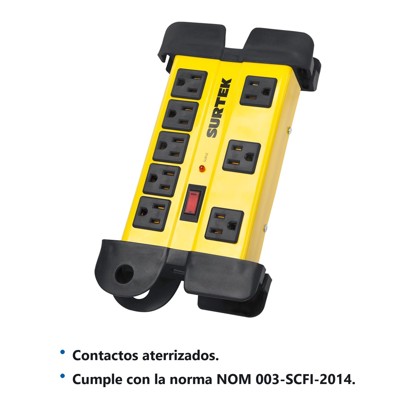 Supresor de picos 8 entradas cable 1200 J, 90 cm Surtek - Imagen 2
