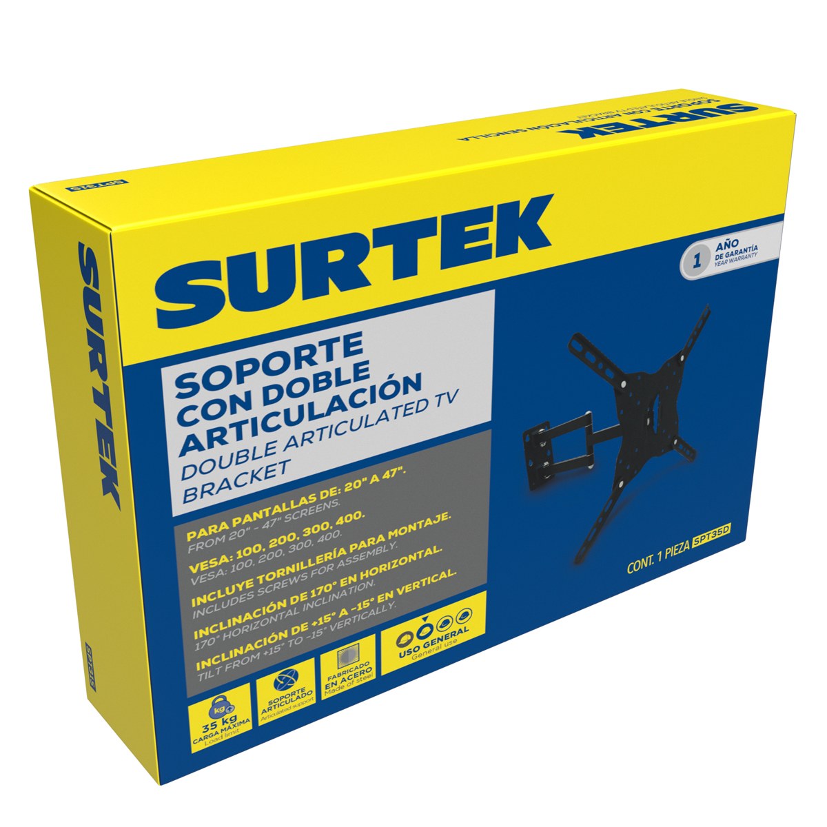 Soporte doble para TV 20" - 47", 35 kg Surtek - Imagen 2