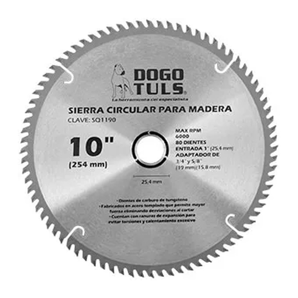 Sierra Circular para Madera 10" 80D Ent. 1"