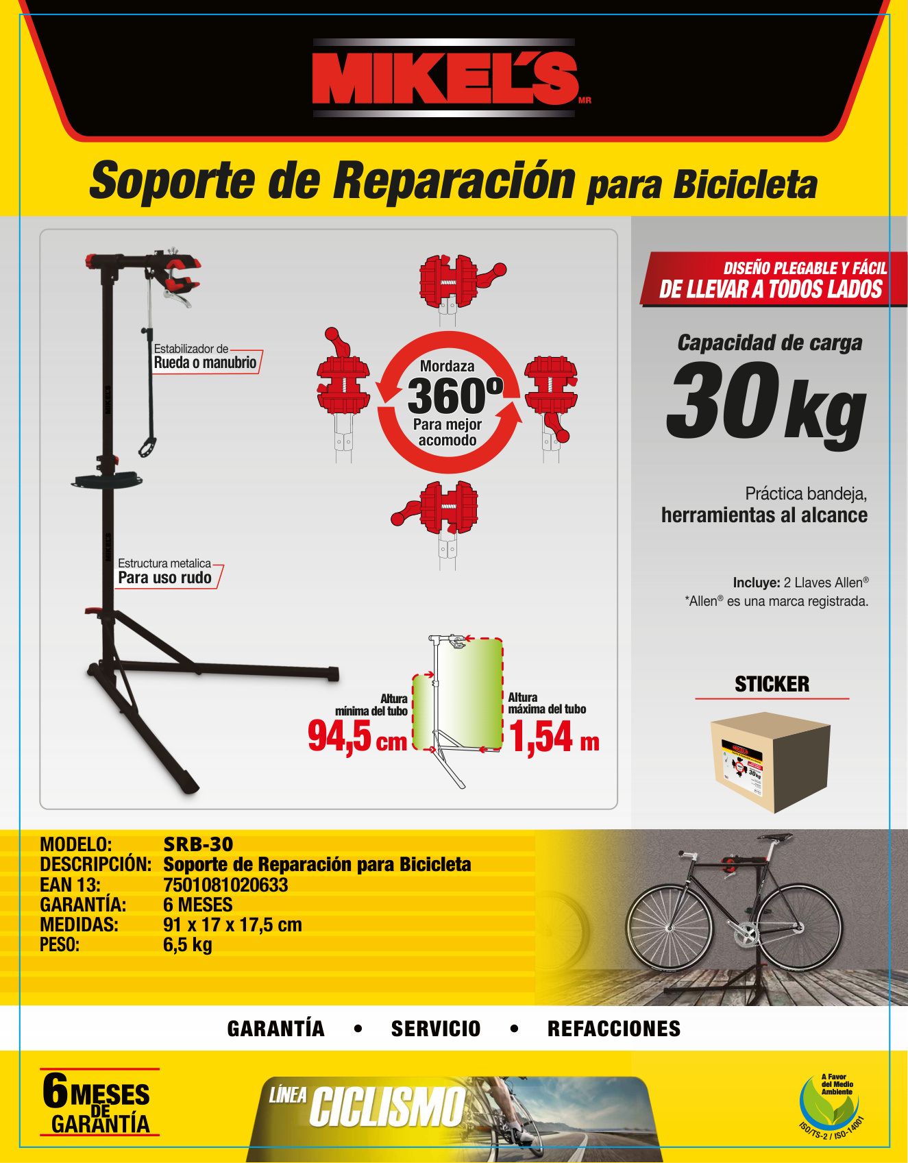 MIKELS SRB-30 Soporte de reparación para bicicleta - Imagen 4