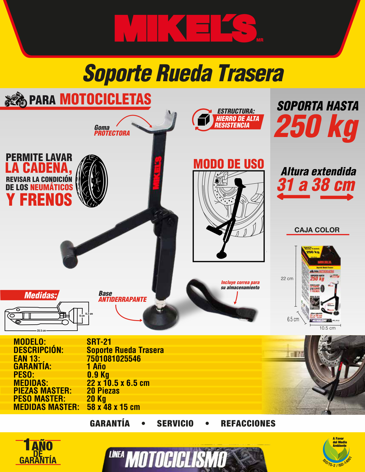 MIKELS SRT-21 Soporte de rueda trasera para motocicleta - Imagen 4