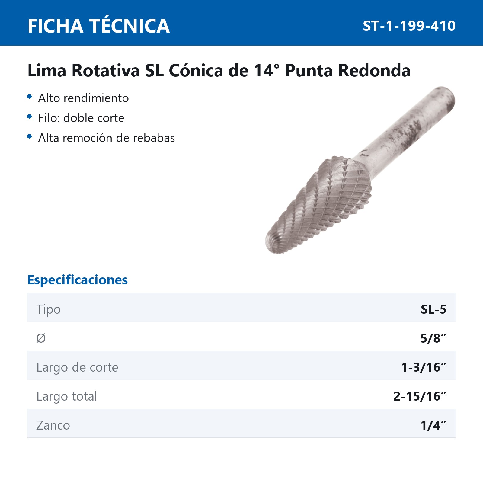 LIMA ROTATIVA SL-5 5/8" DOBLE CORTE - Imagen 2