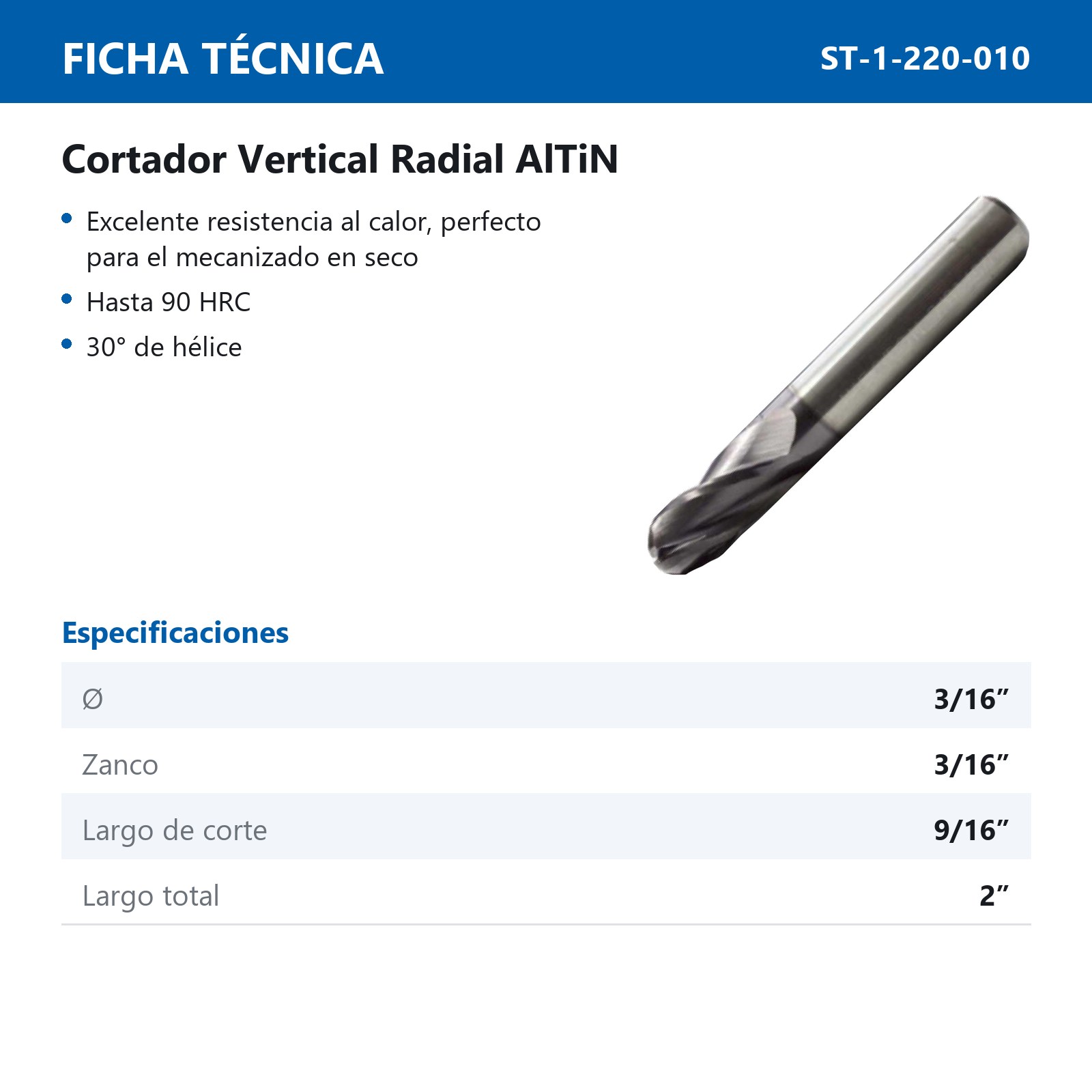 CORTADOR VERT RADIAL CARBURO ALTIN 3/16"4F - Imagen 2
