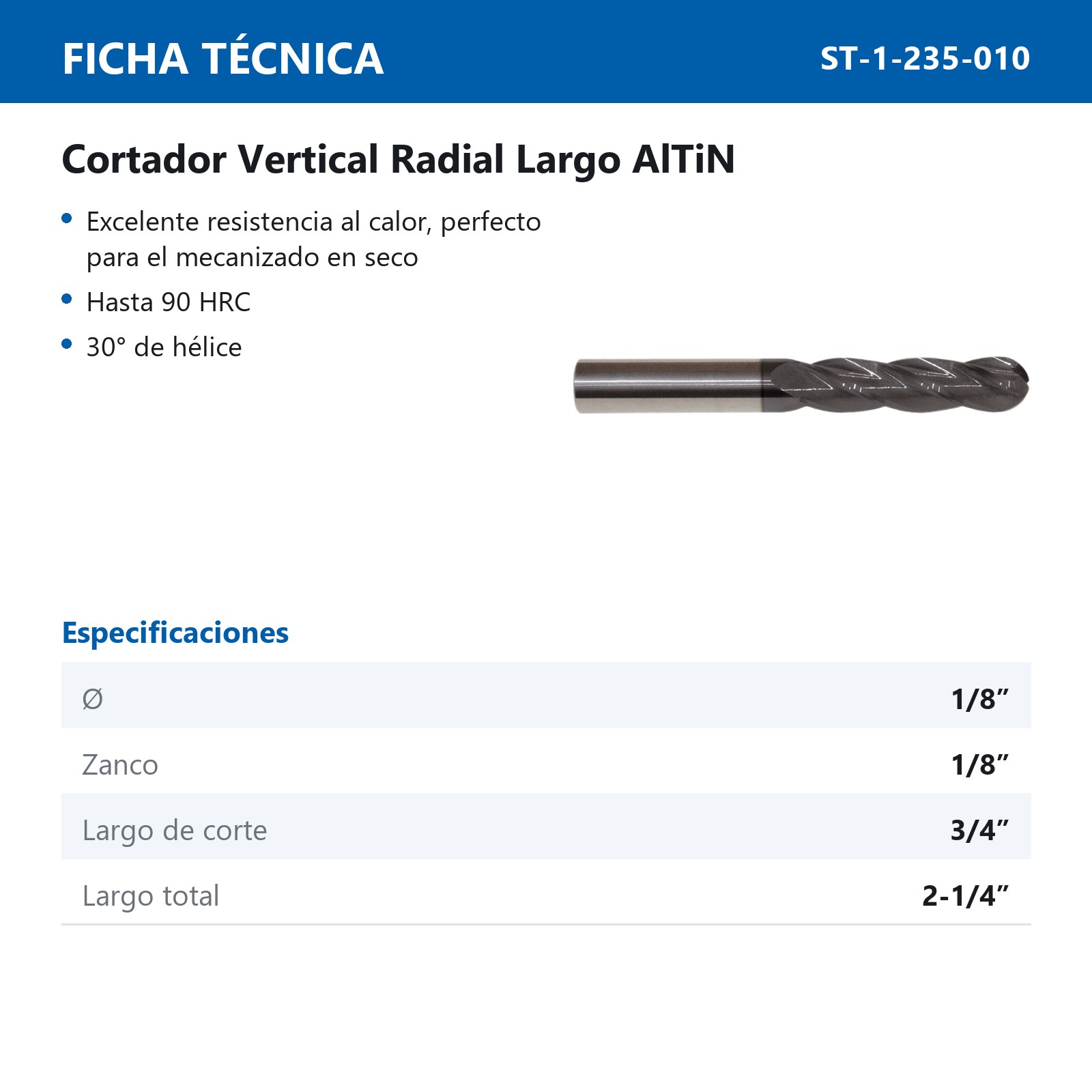 CORTADOR VERT BOLA 1/8"X2-1/4"4F ALTIN - Imagen 2