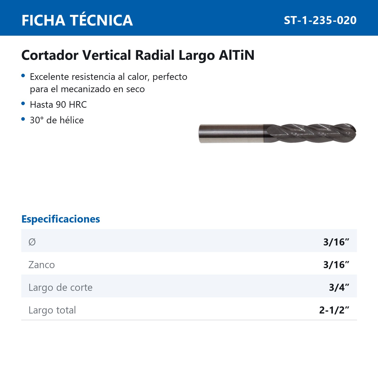 CORTADOR VERT BOLA 3/16"X2-1/2"4F ALTIN - Imagen 2