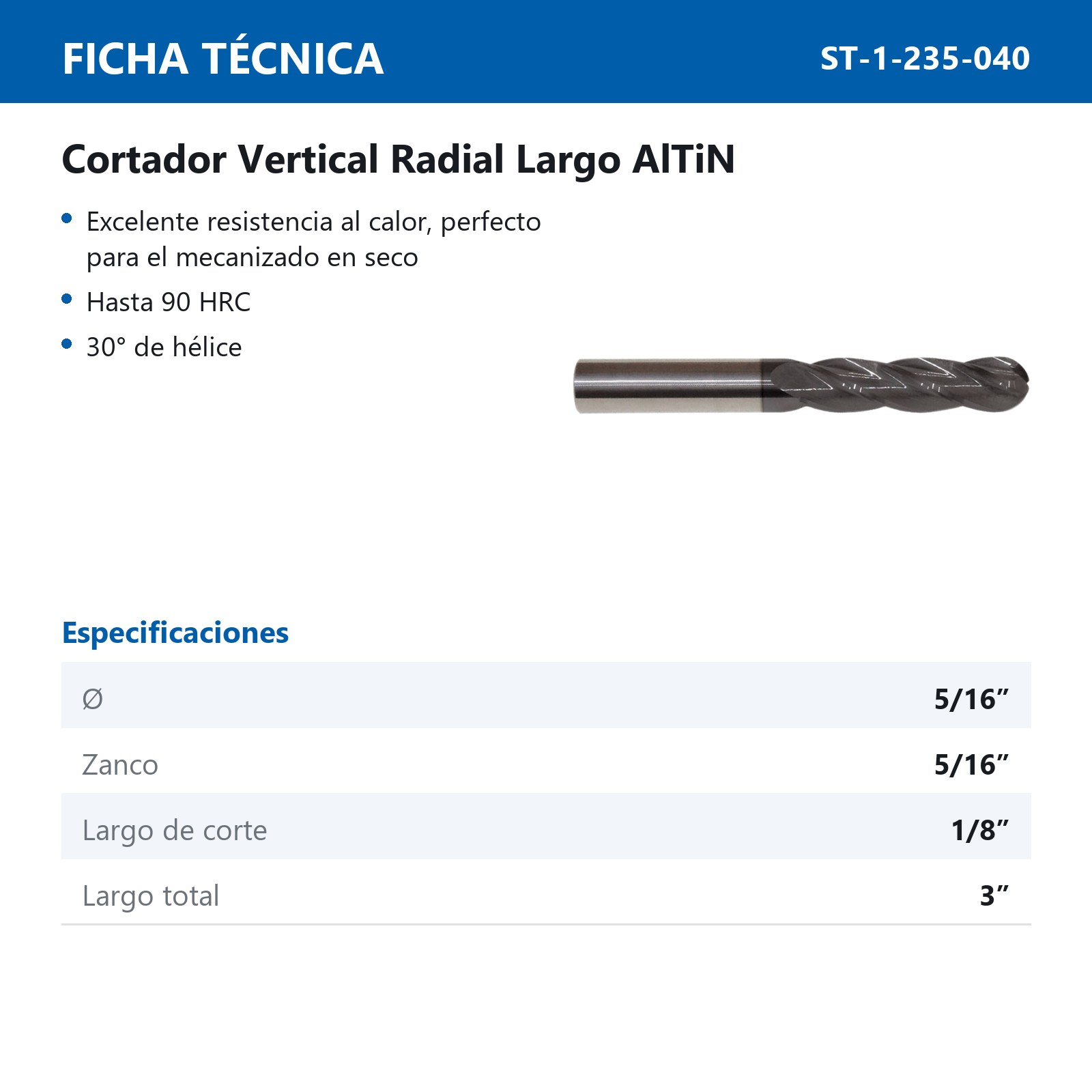 CORTADOR VERT BOLA 5/16"X3"4F ALTIN LGO - Imagen 2
