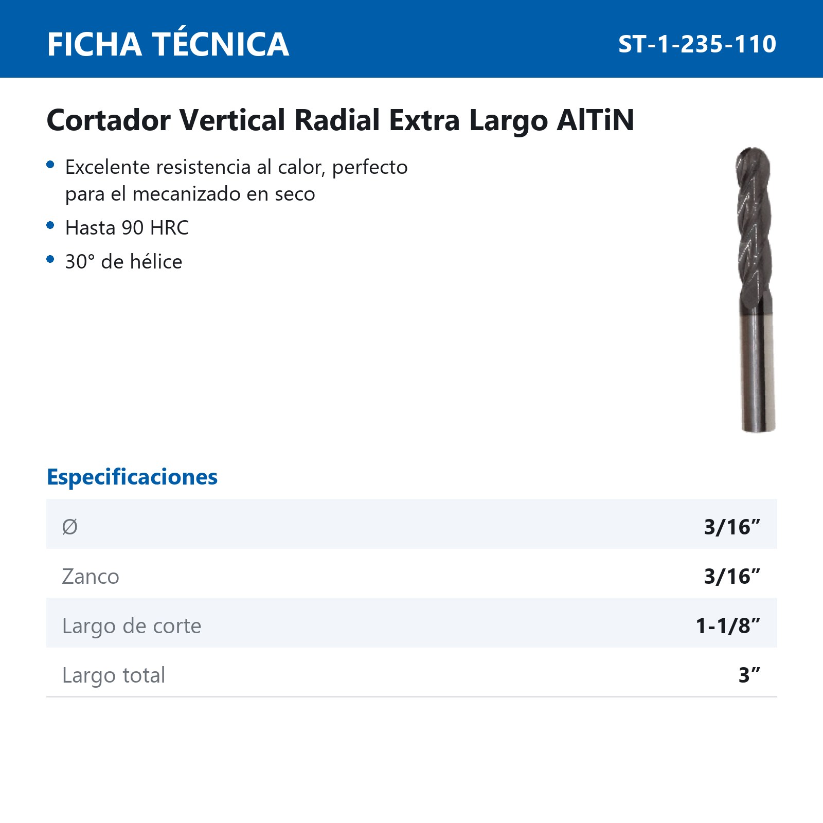 CORTADOR VERT BOLA 3/16"X3" ALTIN EXTRA LGO - Imagen 2
