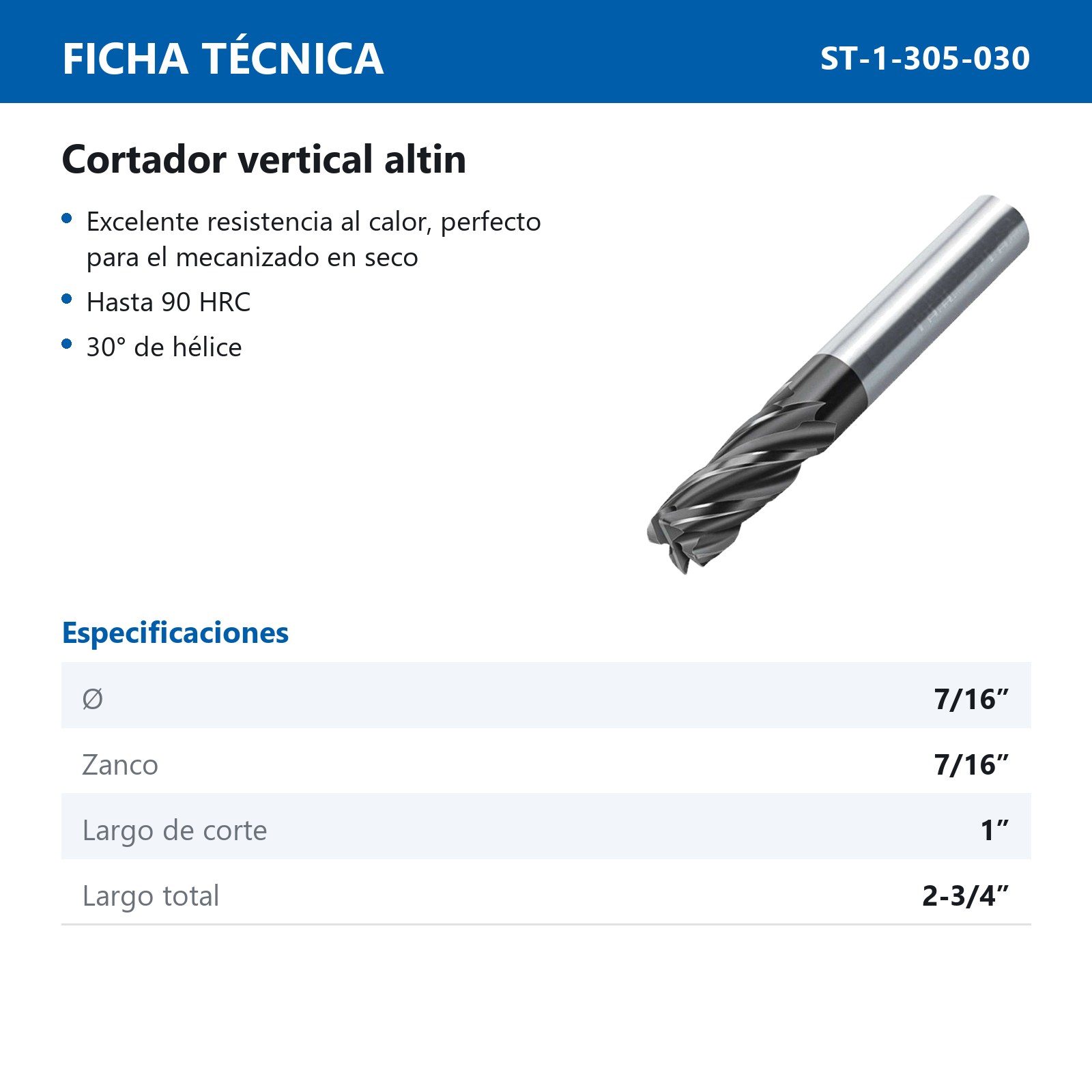 CORTADOR VERT CARBURO 7/16" 4F C/ALTIN - Imagen 2
