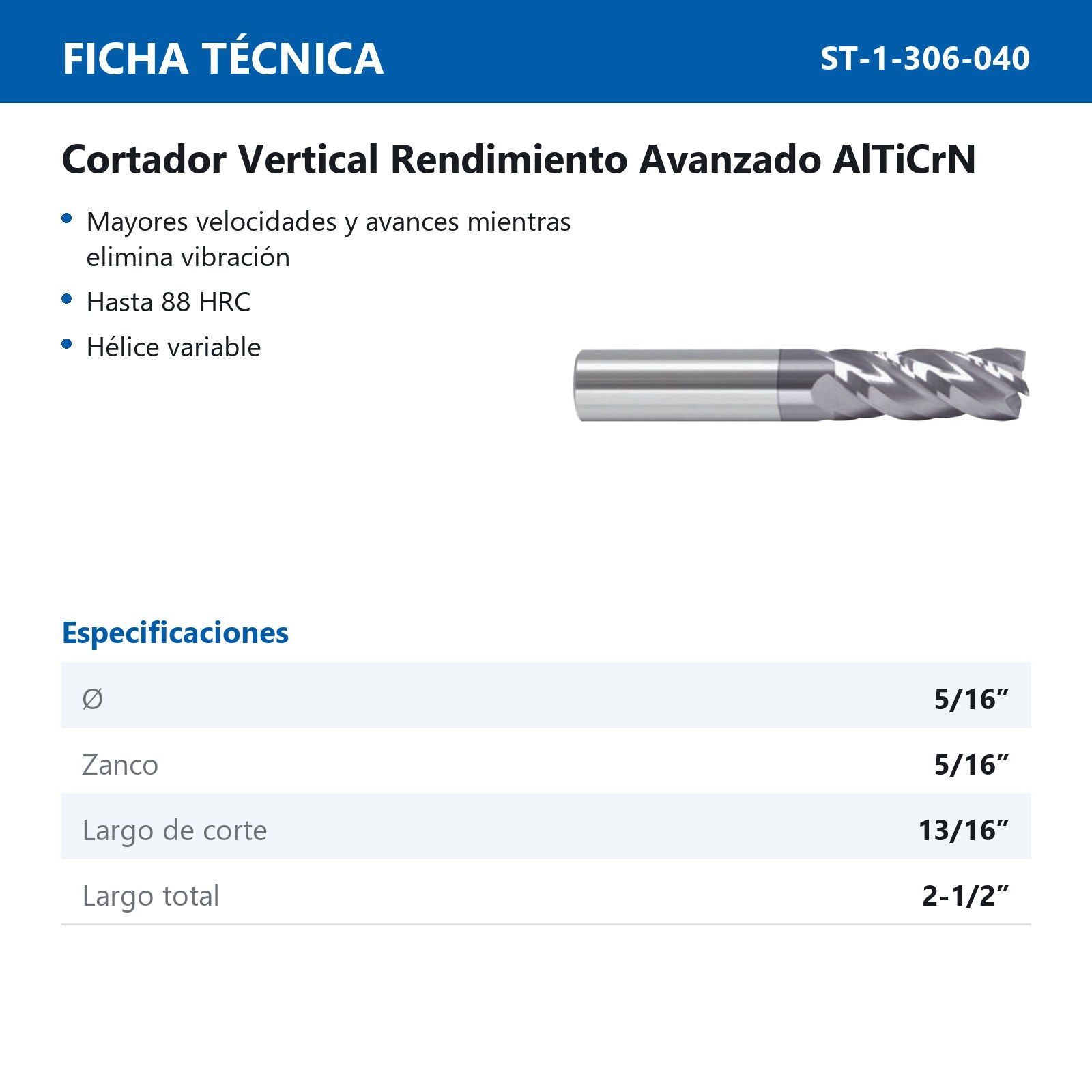 CORTADOR VERT CARBURO 5/16"4F C/REC ALTICRN - Imagen 2