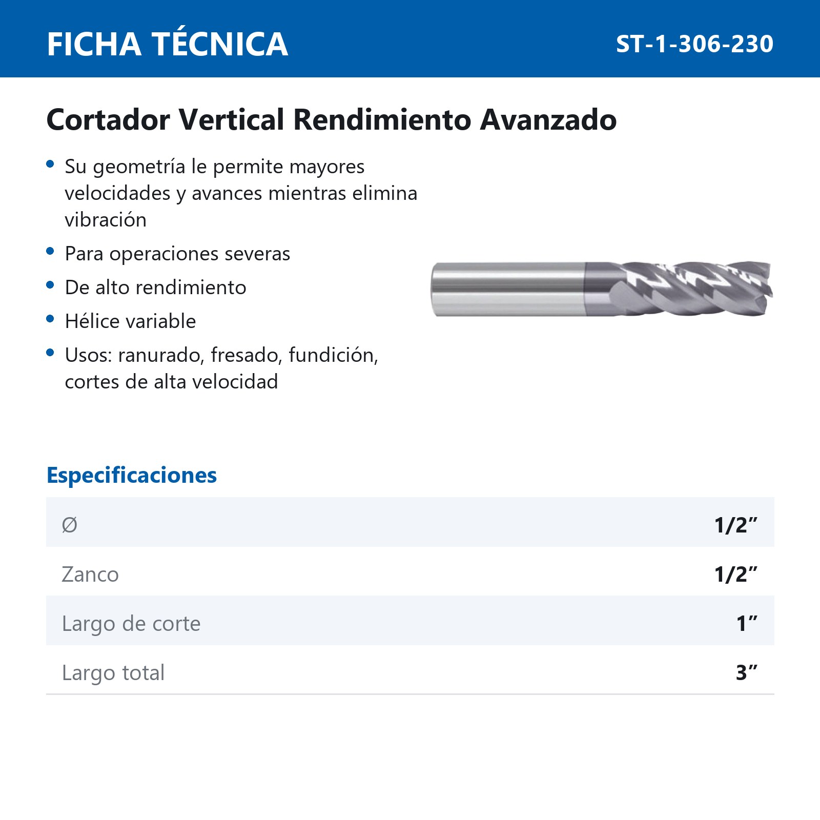 CORTADOR VERT CARBURO 1/2" 4F SIN REC - Imagen 2