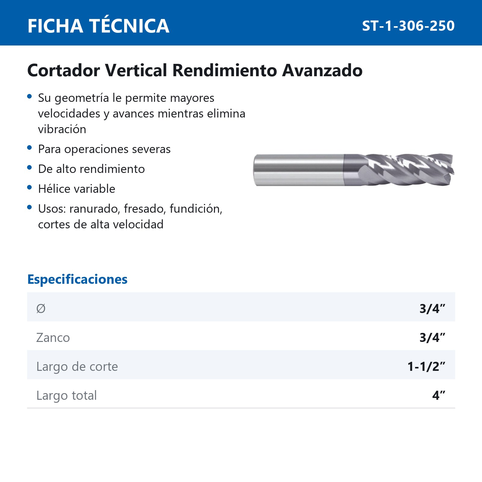 CORT. VERT. CARB. 3/4" 4F. S/REC - Imagen 2