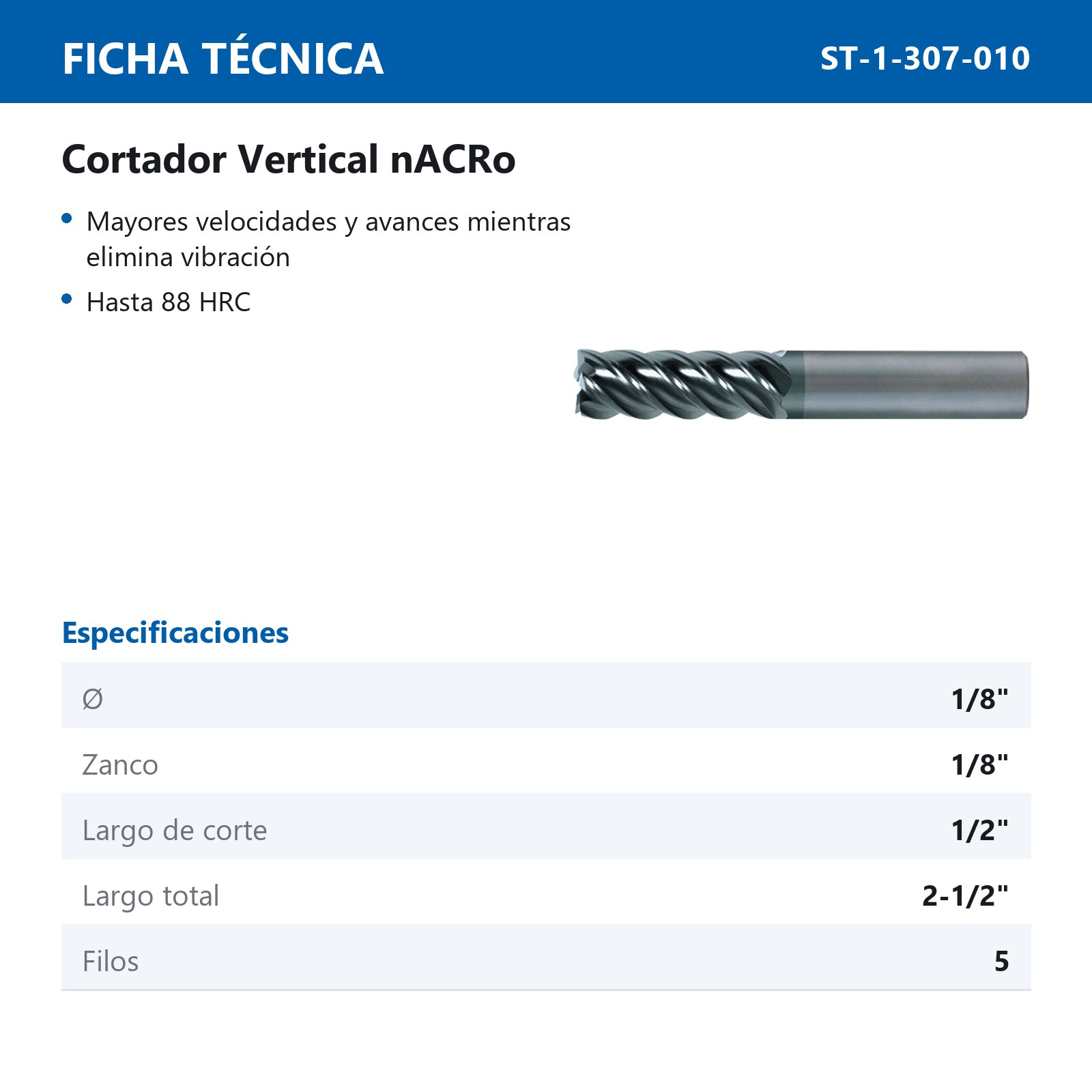 CORT.VERT.ALTO REND.1/8" 5F. C/NACRO - Imagen 2