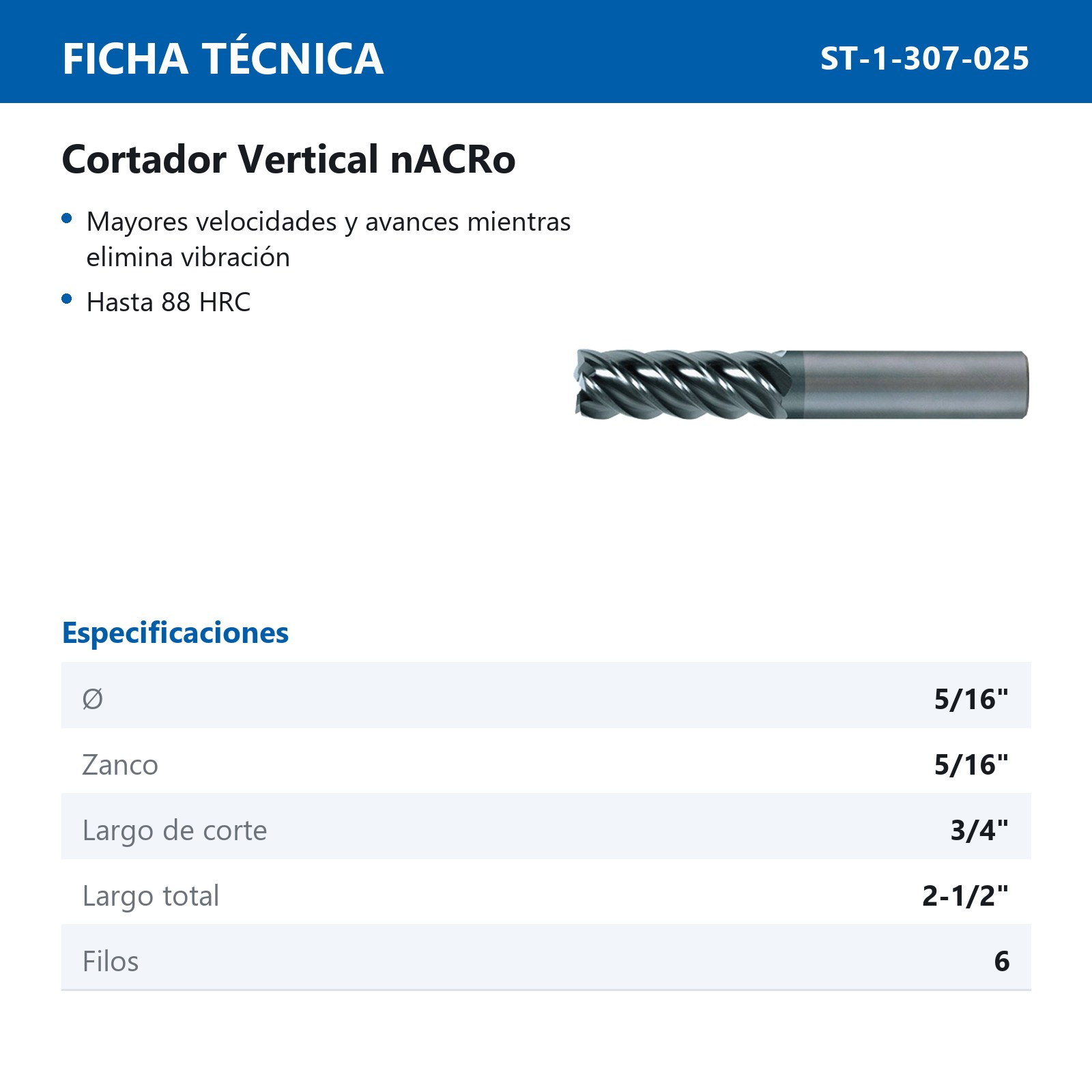 CORTADOR VERT ALTO REND 5/16" 6F NACRO - Imagen 2