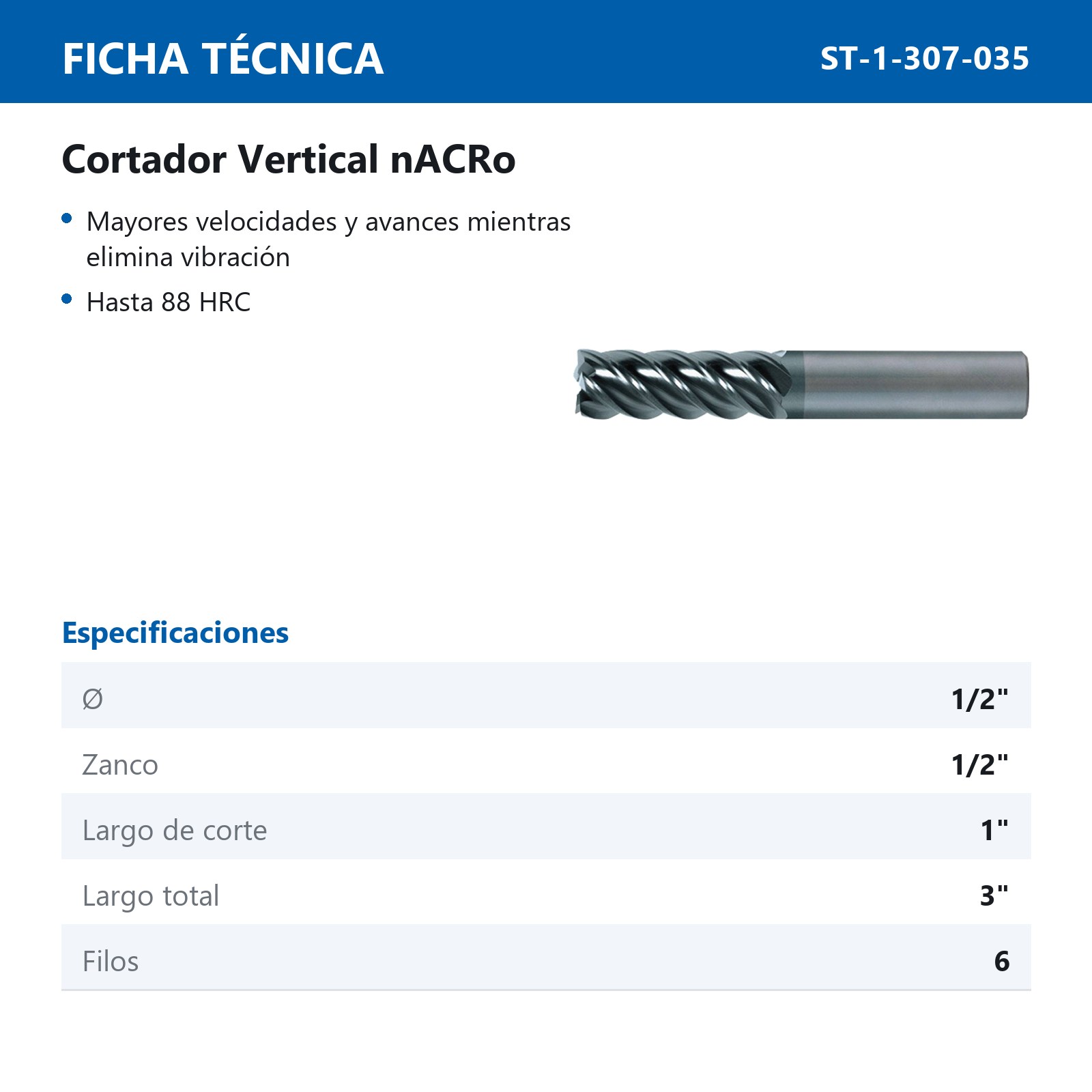CORTADOR VERT ALTO REND 1/2" 6F NACRO - Imagen 2