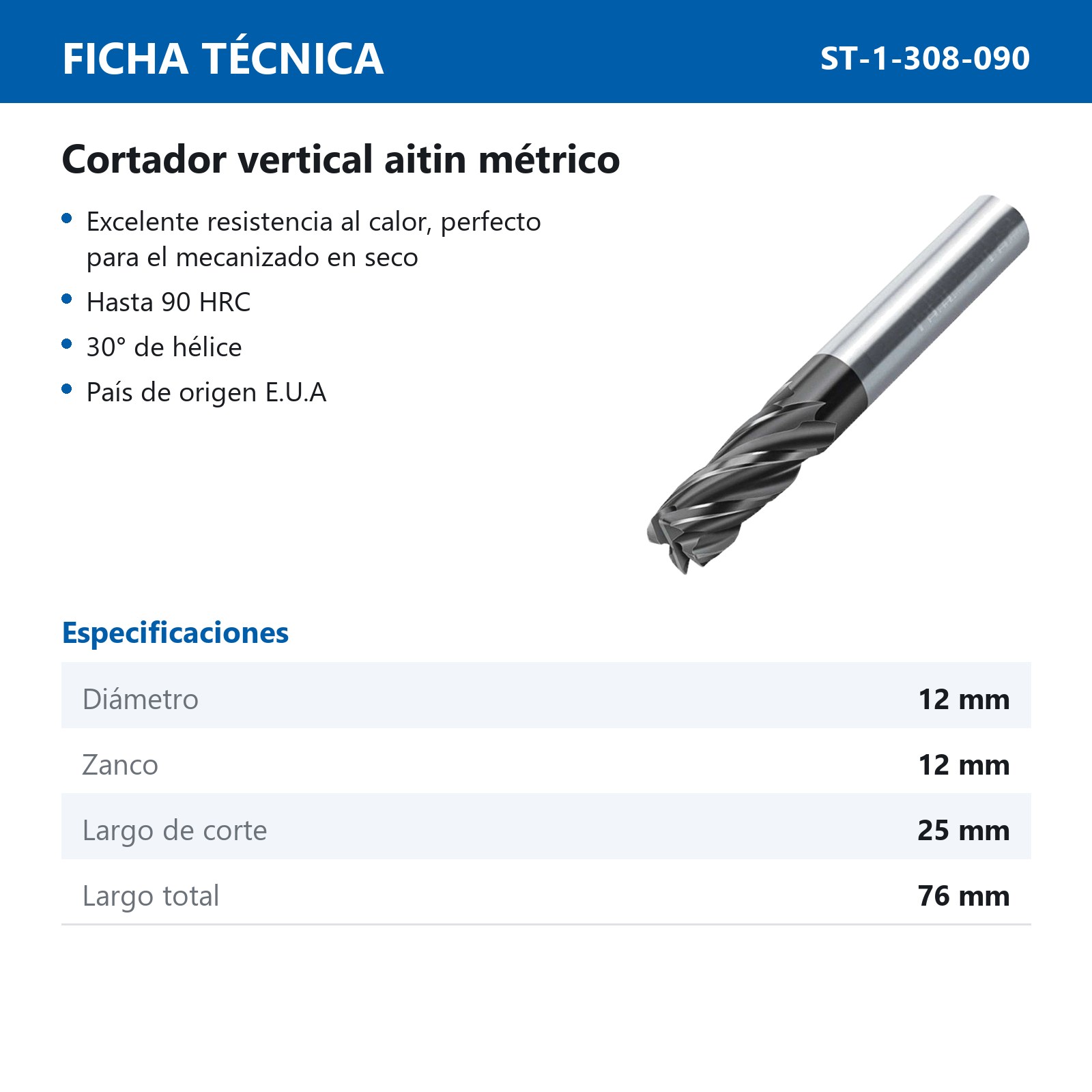 CORTADOR VERT CARBURO 4F 12MM C/ALTIN - Imagen 2