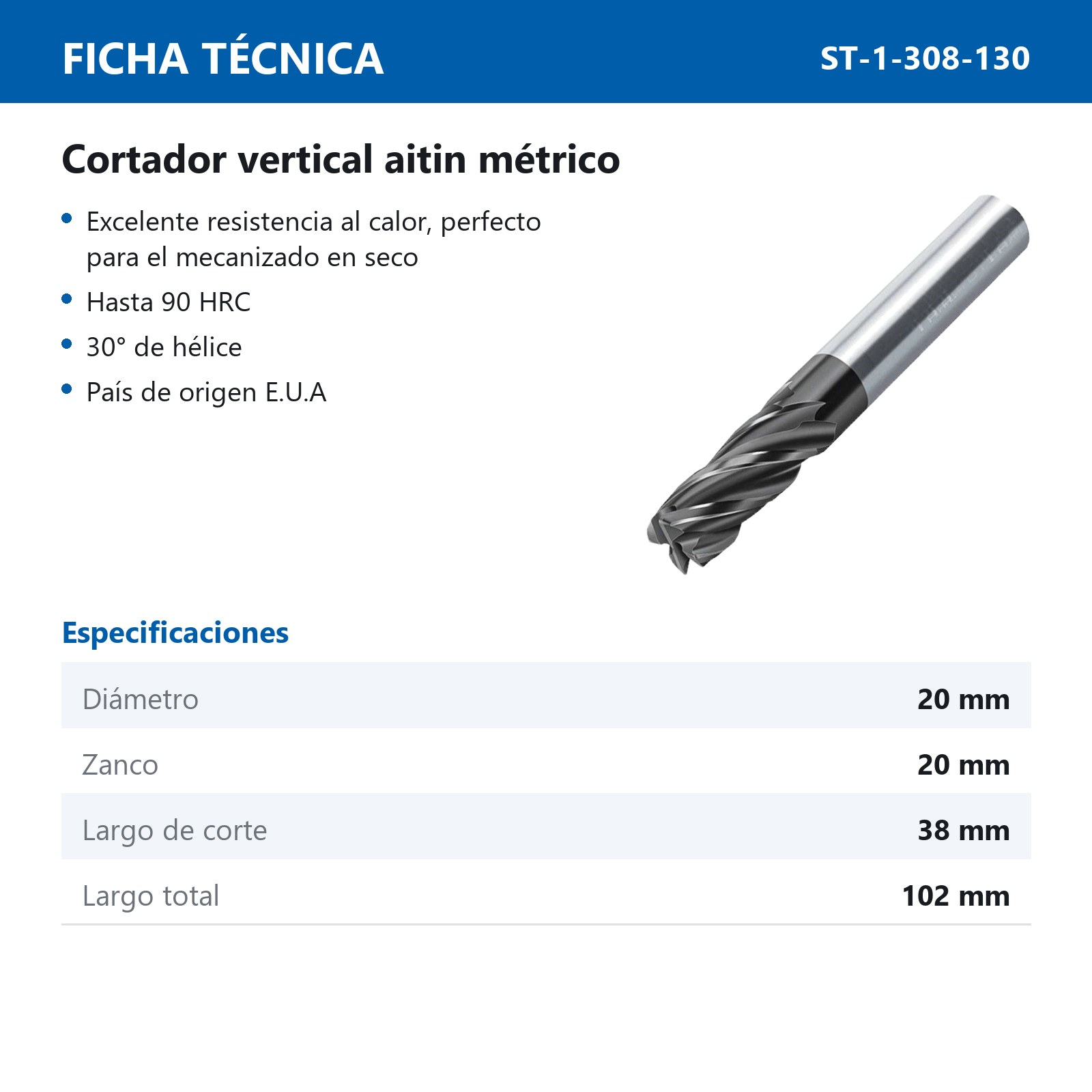 CORTADOR VERT CARBURO 4F 20MM C/ALTIN - Imagen 2