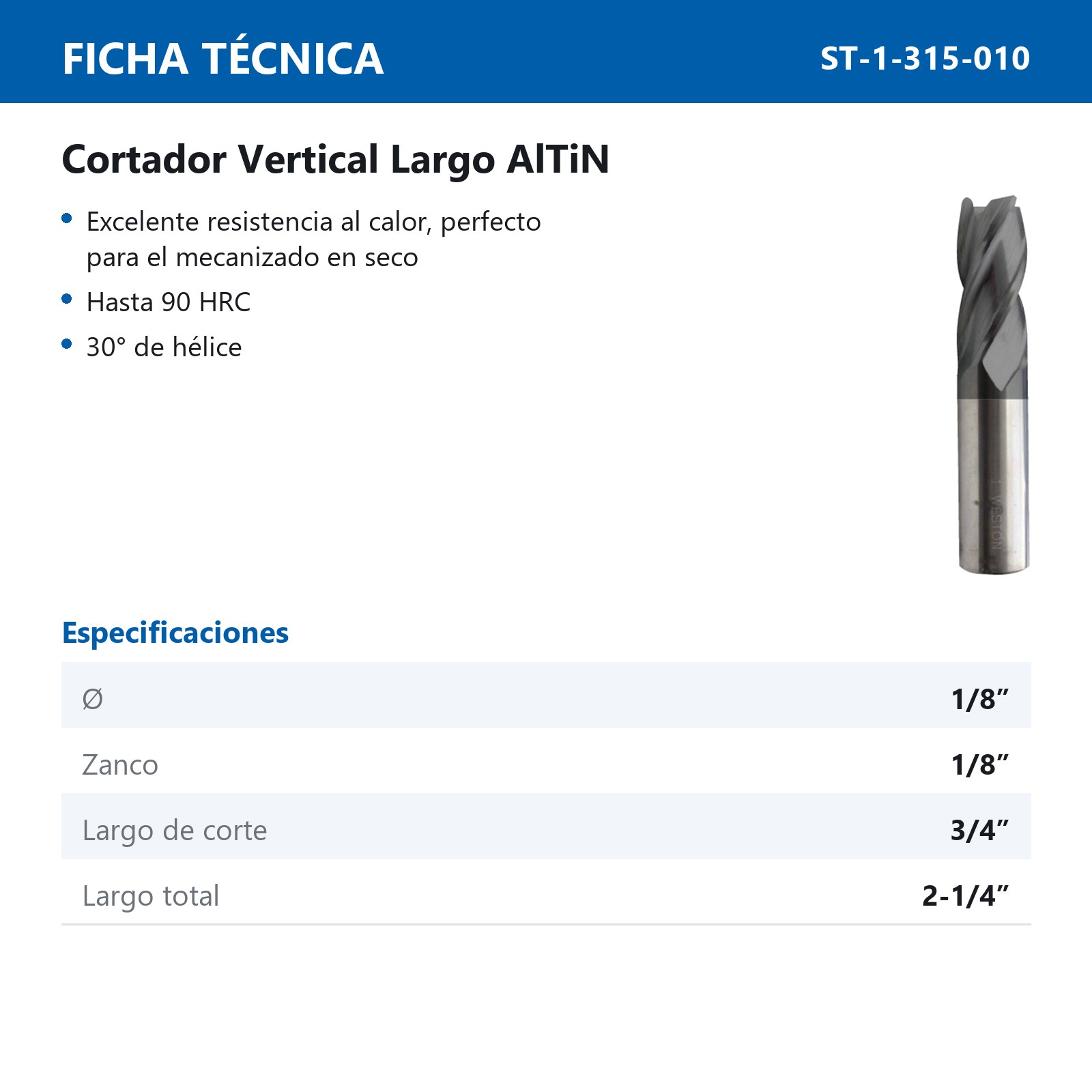 CORTADOR VERT 1/8"X2-1/4" ALTIN 4F LGO - Imagen 2