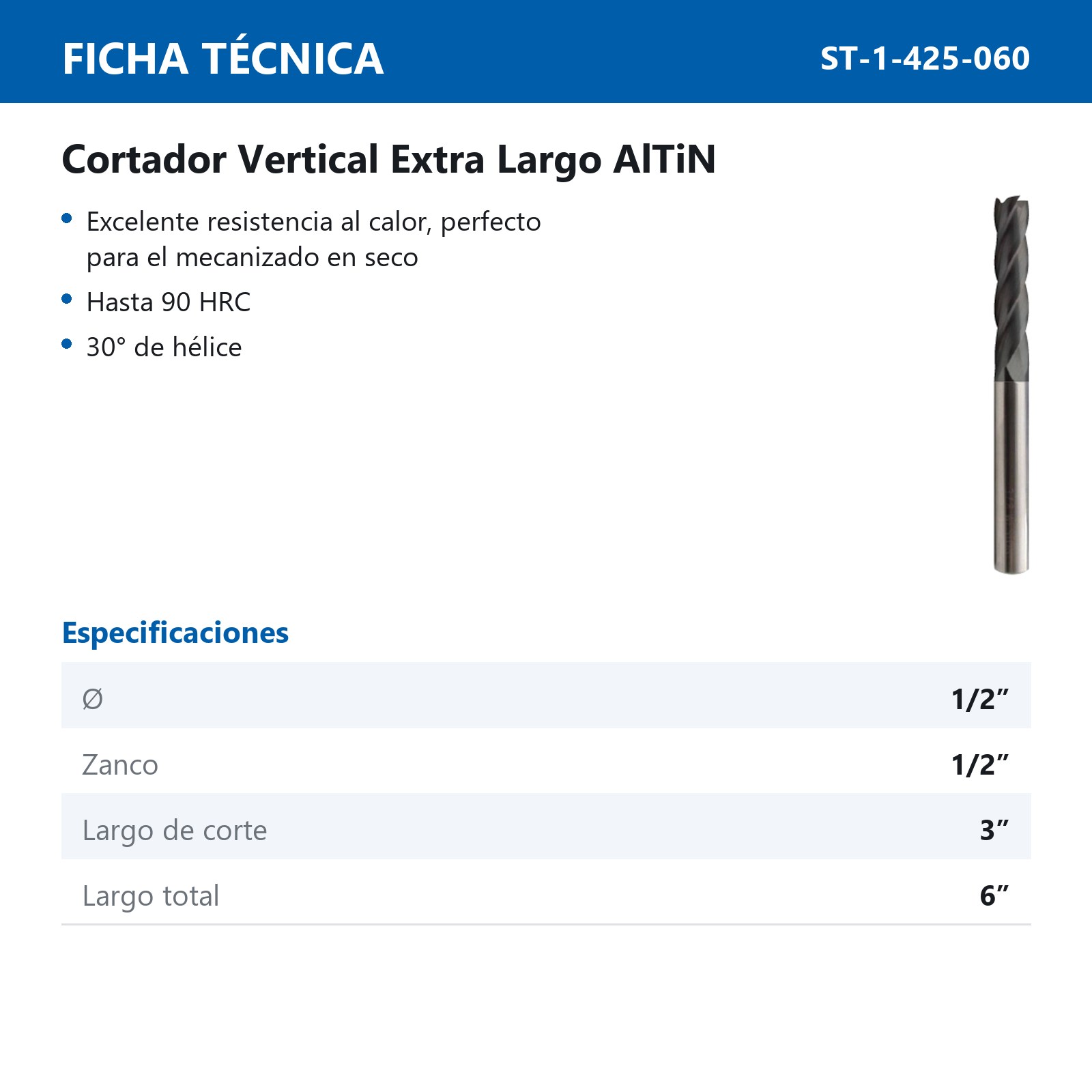 CORTADOR VERT 1/2"X6" ALTIN 4F EXTRA LGO - Imagen 2