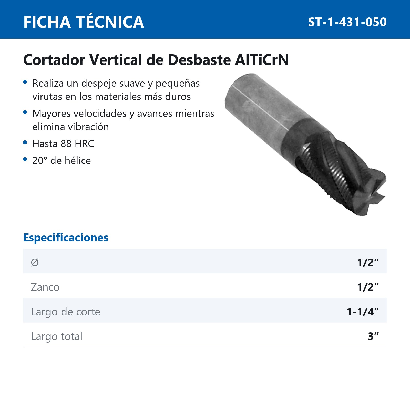 CORTADOR DESBASTE CARBURO ALTICRN 1/2" - Imagen 2