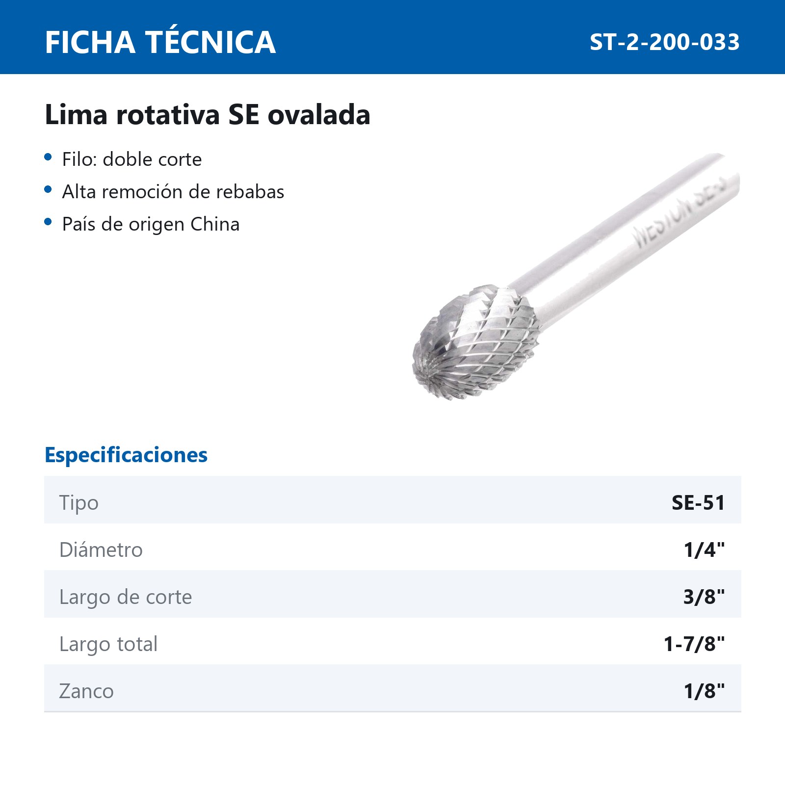 LIMA ROTATIVA SE-51  1/4" - Imagen 2