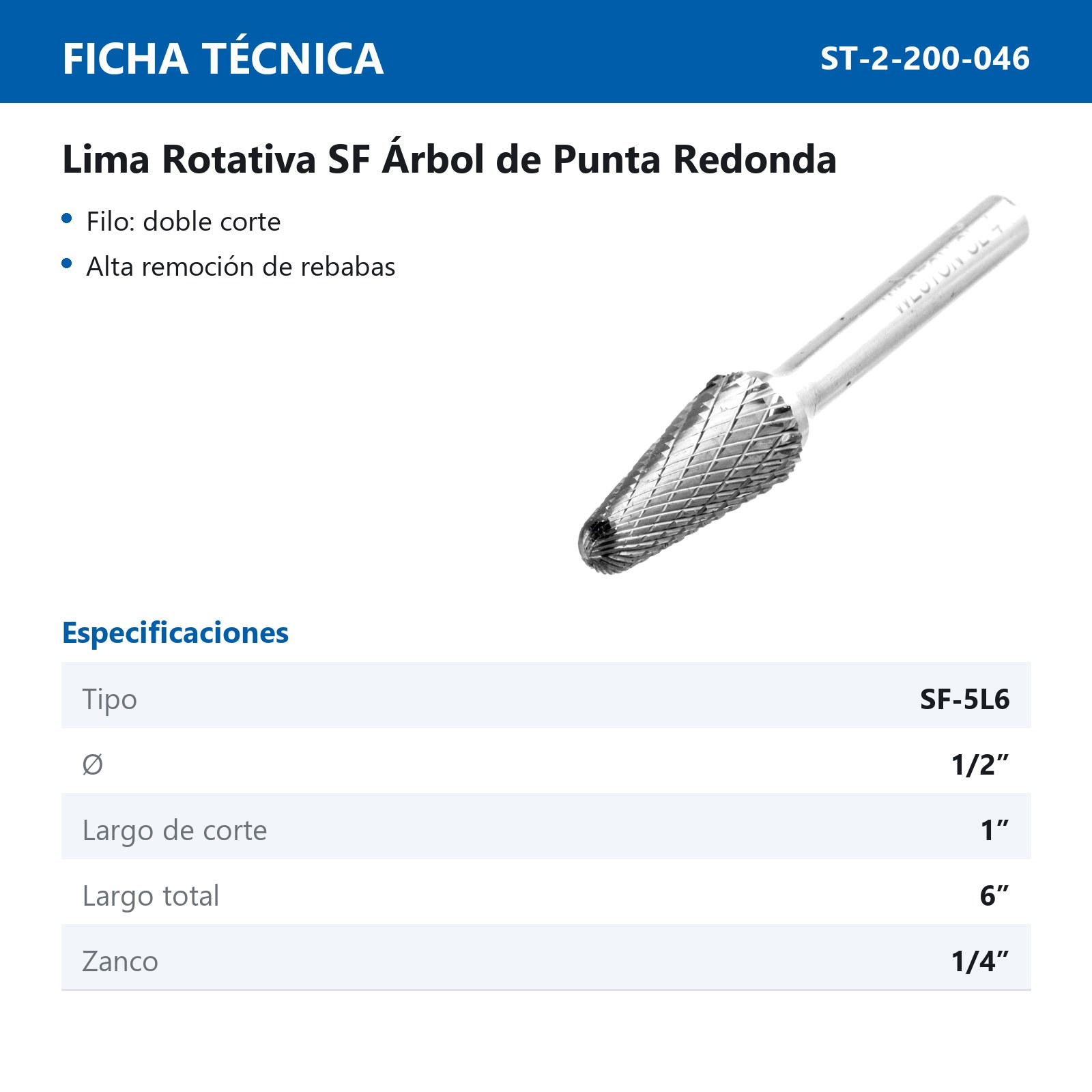 LIMA ROTATIVA SF-5 1/2" x 6" - Imagen 2