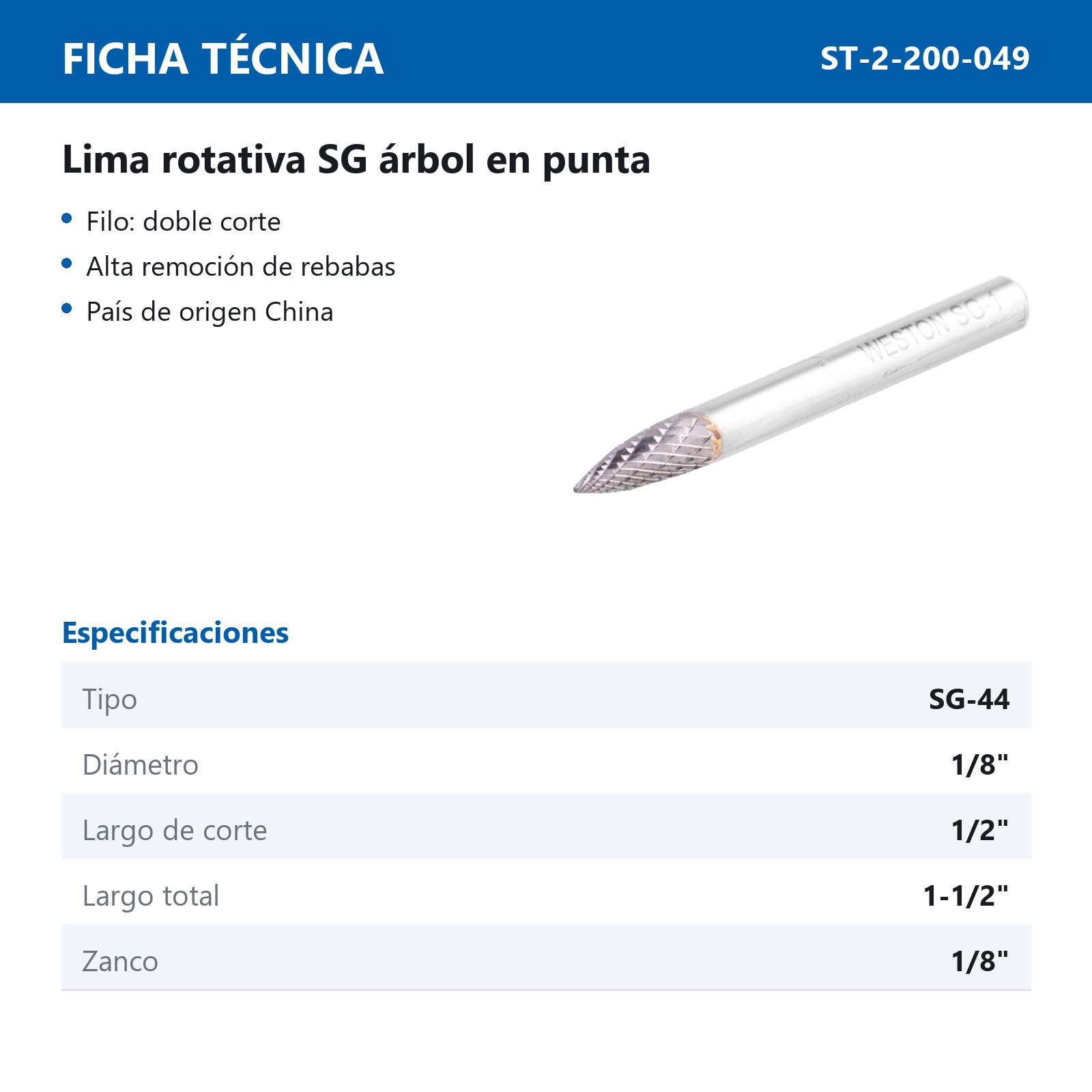 LIMA ROTATIVA SG-44 1/8" - Imagen 2