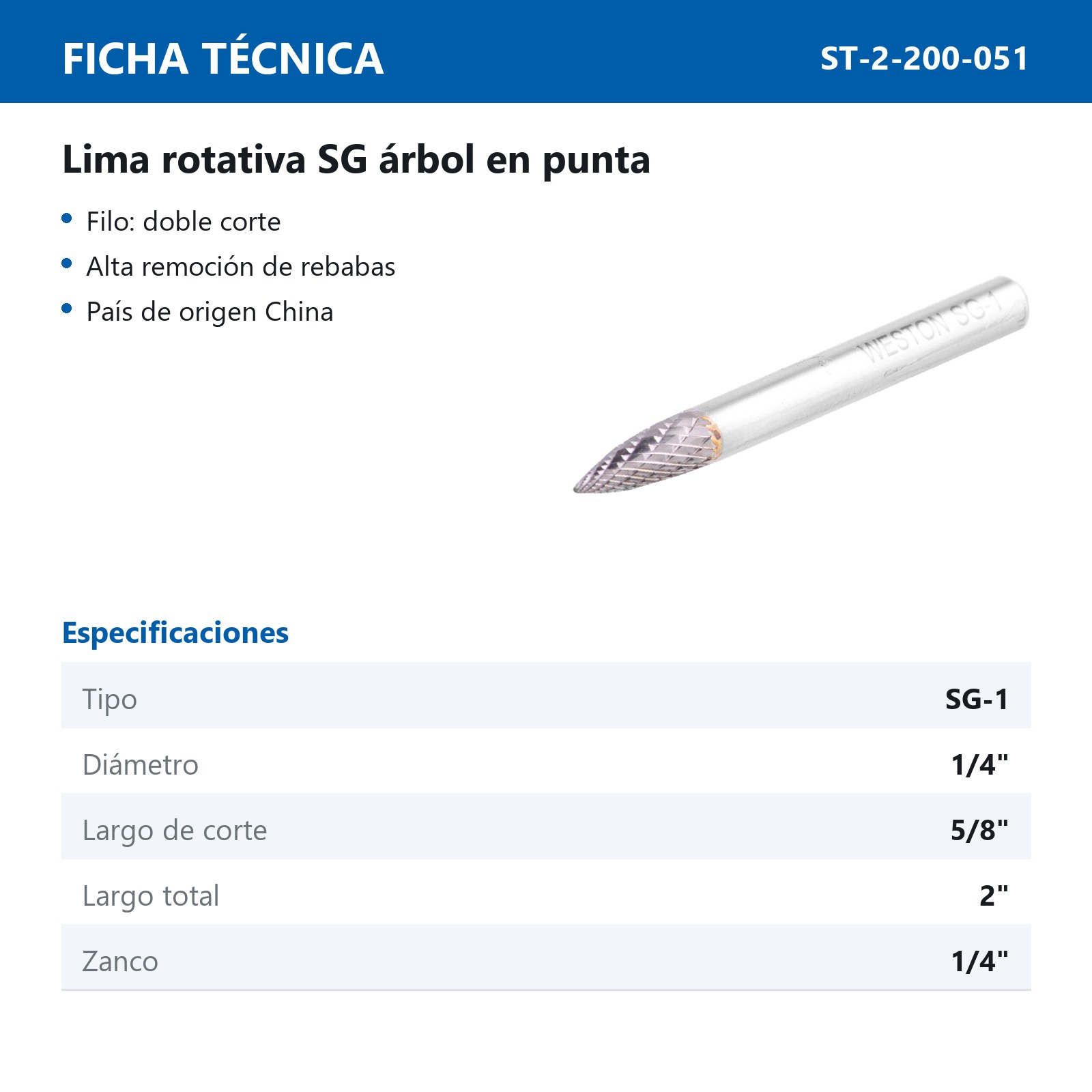 LIMA ROTATIVA SG-1 1/4" - Imagen 2