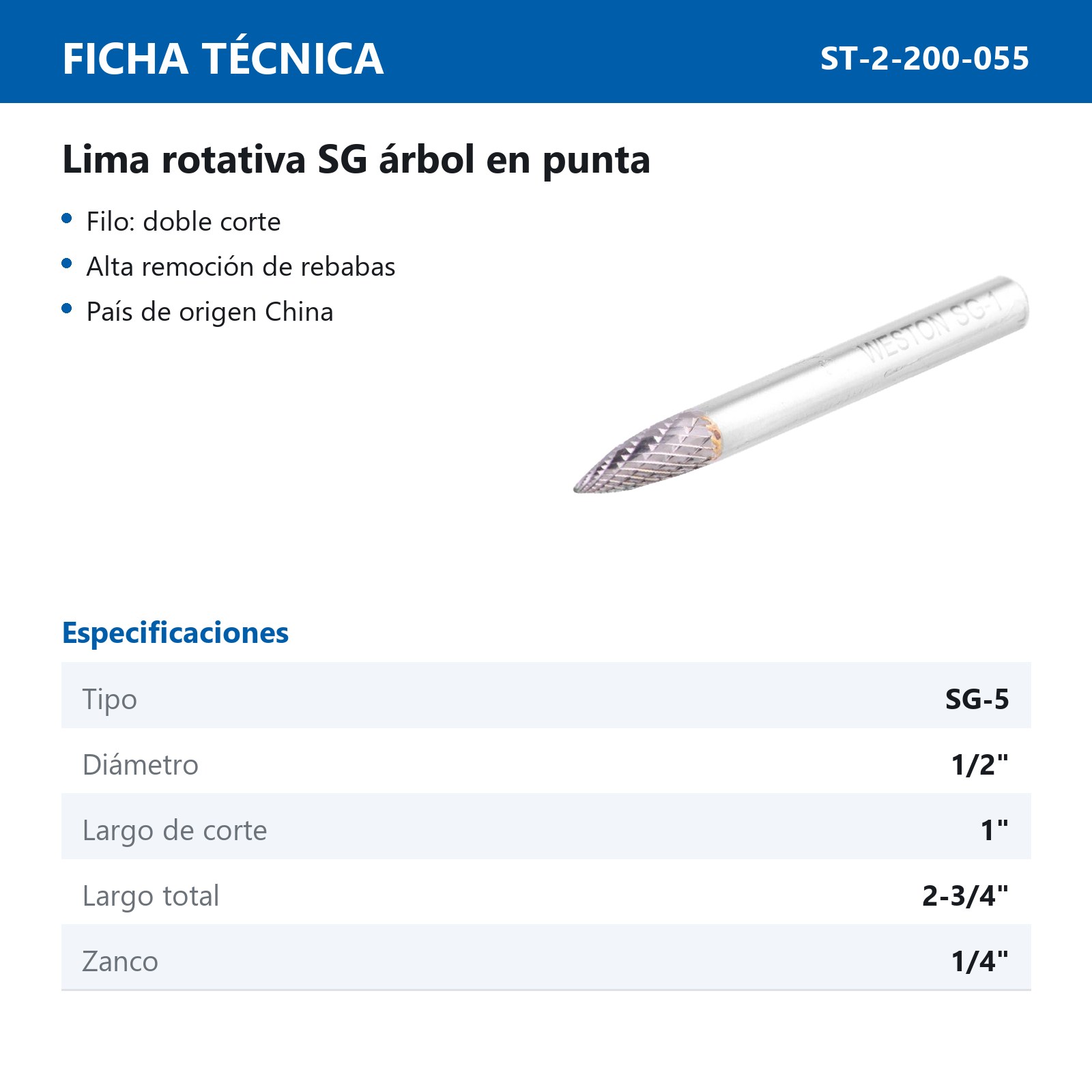 LIMA ROTATIVA SG-5 1/2" - Imagen 2