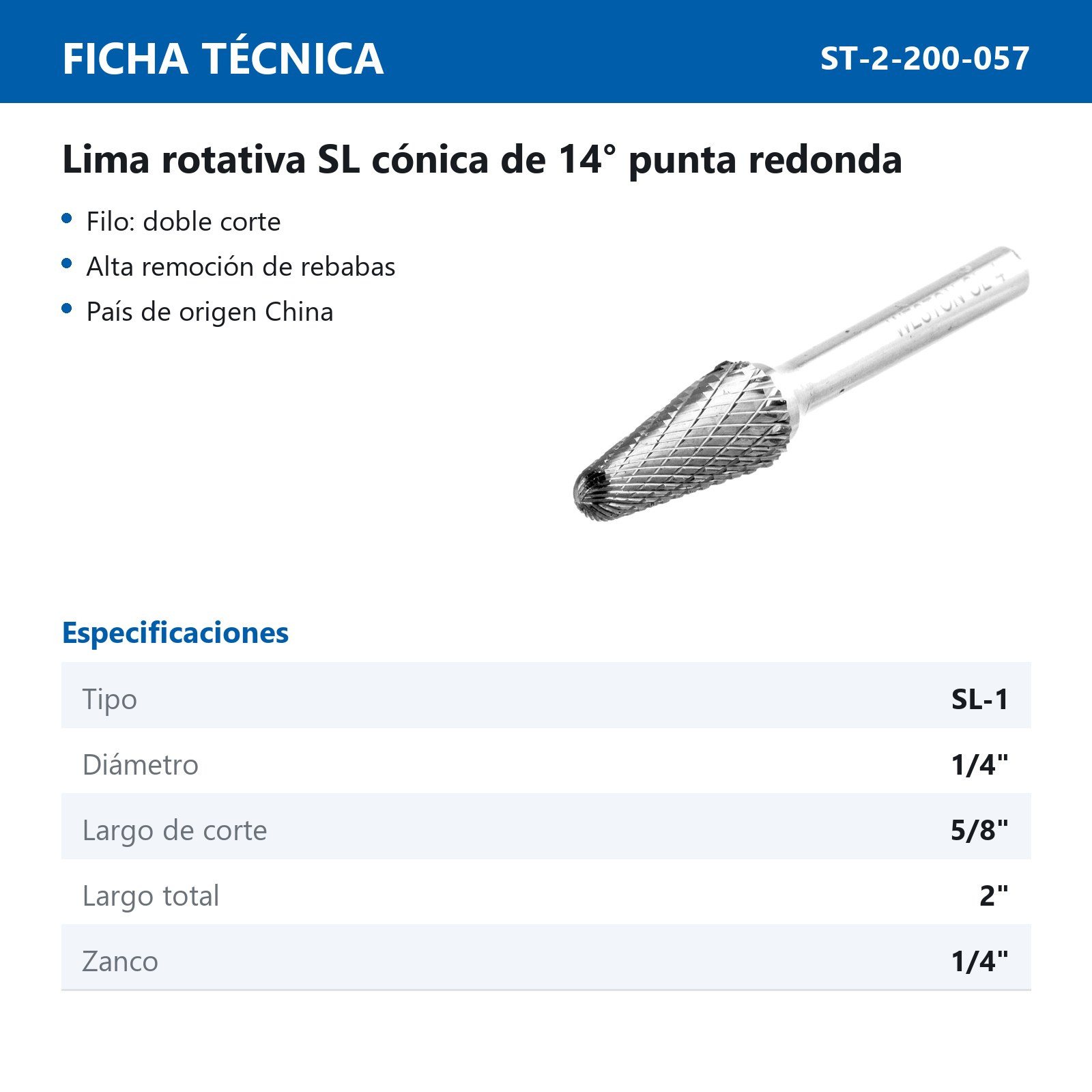 LIMA ROTATIVA SL-1 1/4" - Imagen 2