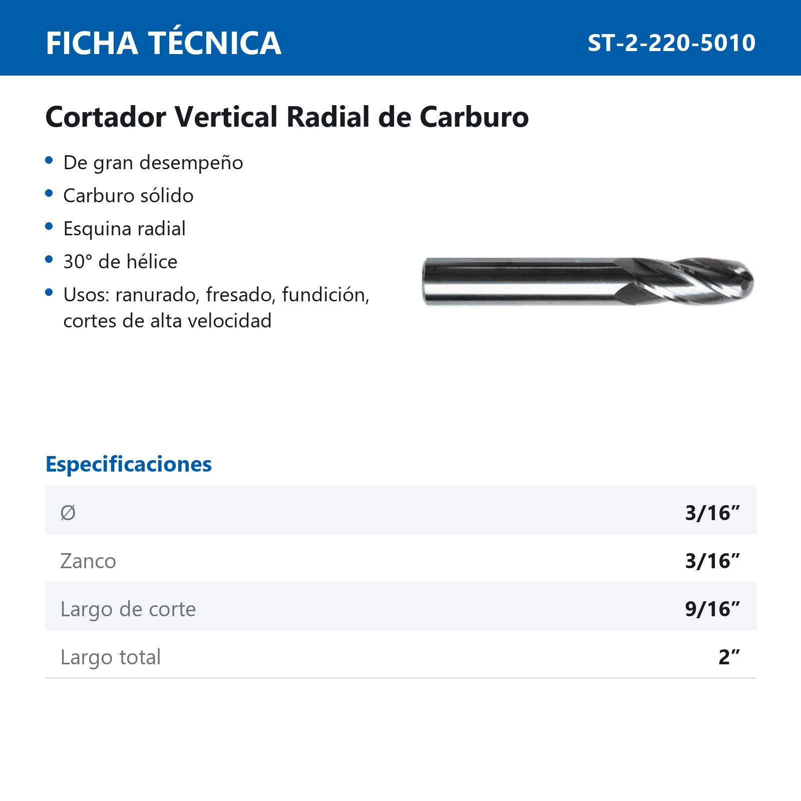 CORT. VERT. RADIAL CARBURO 3/16 X 3/16" 4F - Imagen 2