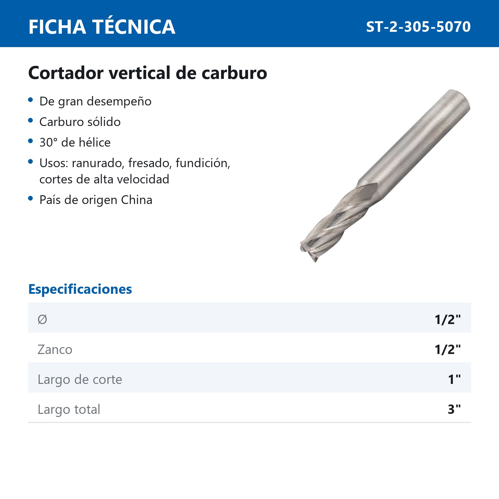 CORT. VERT. CARBURO 1/2 X 1/2" 4F - Imagen 3